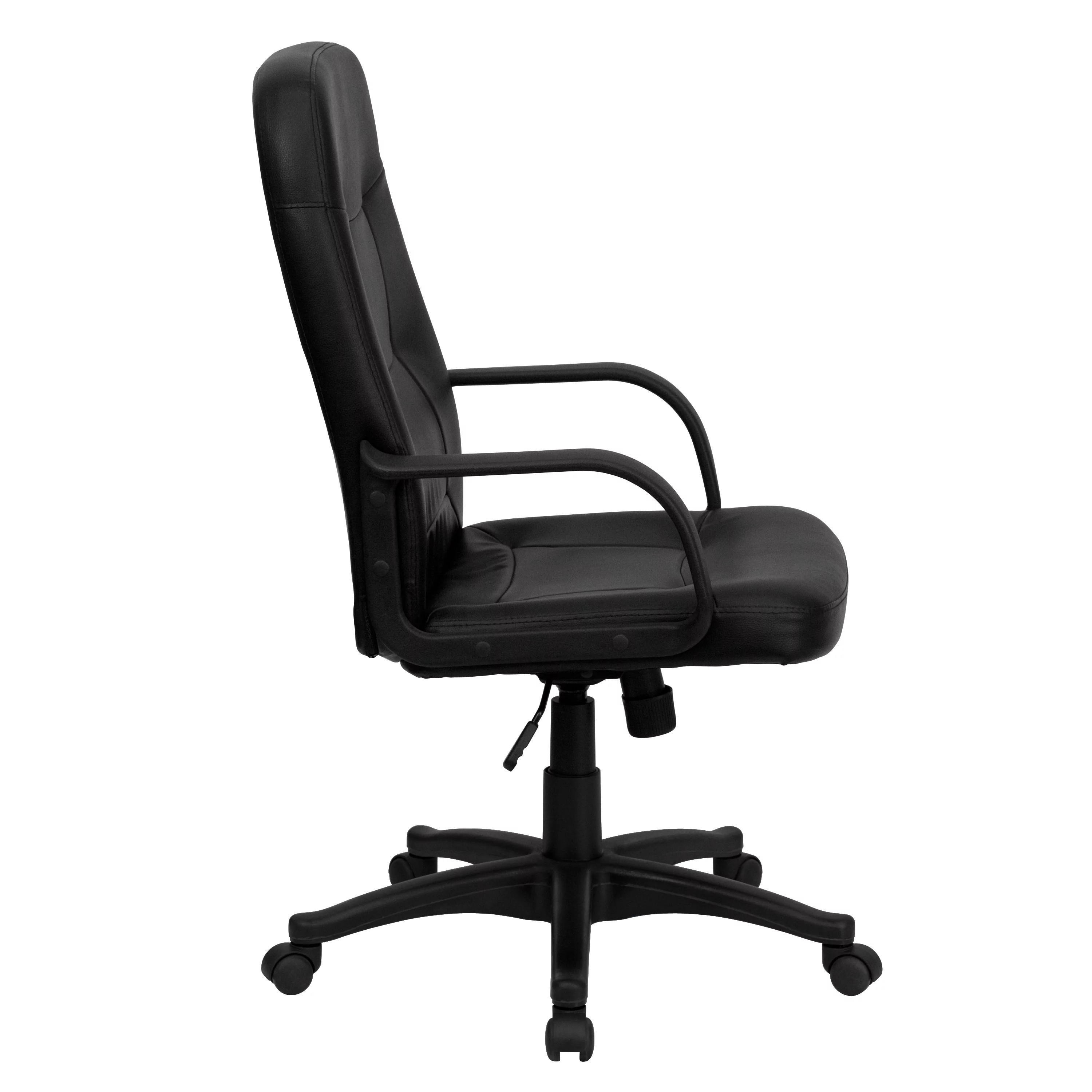 Emma + Oliver High Back Black Glove Vinyl Executive Swivel Office Chair with Arms