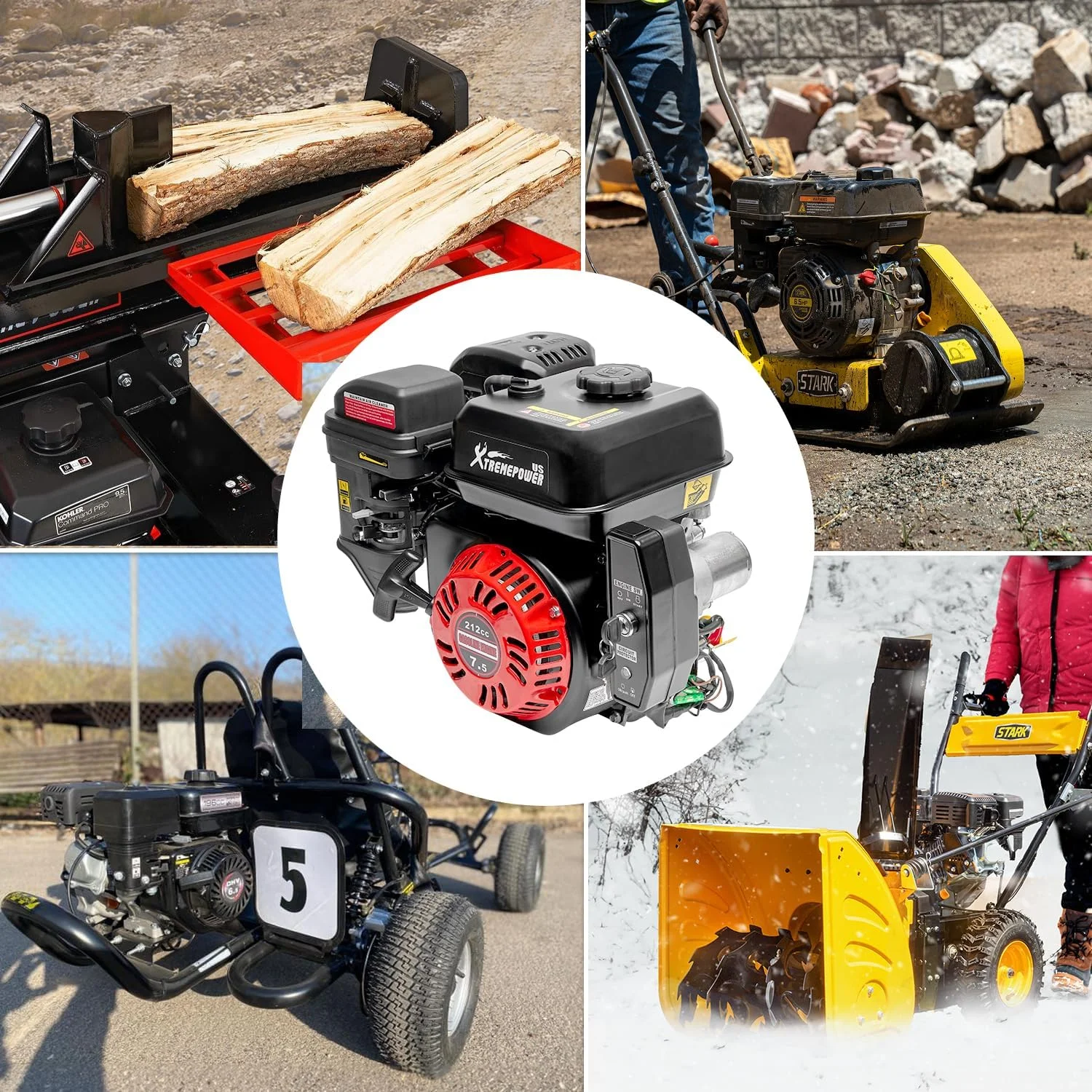 XtremepowerUS 7.5HP Multi-Use Engine Go Kart Log Recoil/Electric Start Gas Powered