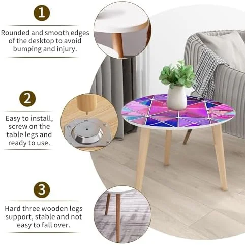 JDZHAPPYLIFE Small Coffee Nesting  Abstract Stained Glass Mosaic Triangle End  Center   Modern   Room Bedroom Balcony