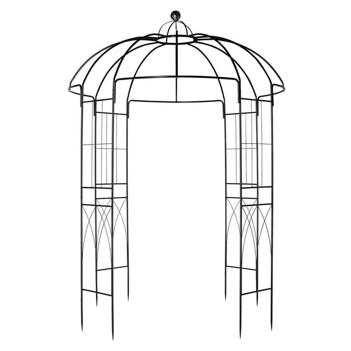 Bornmio 207*207*270cm Courtyard Wrought Iron Gazebo Iron Arch Black