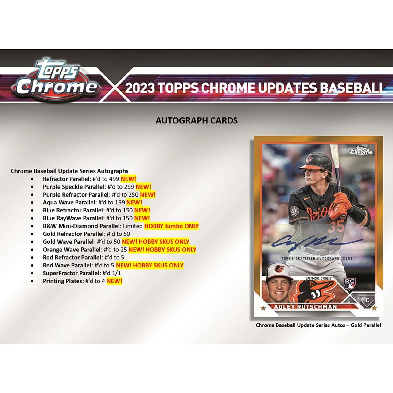 MLB 2023 Chrome Update Series Baseball Trading Card HOBBY JUMBO Box (3 Autographs!)