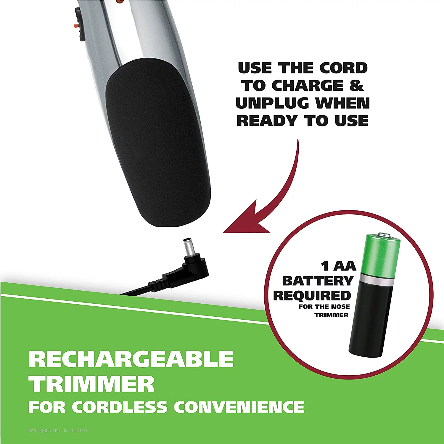 WAHL 5622 Groomsman Rechargeable Beard, Mustache, Hair & Nose Hair Trimmer for Detailing & Grooming, Black Rechargable Trimmer