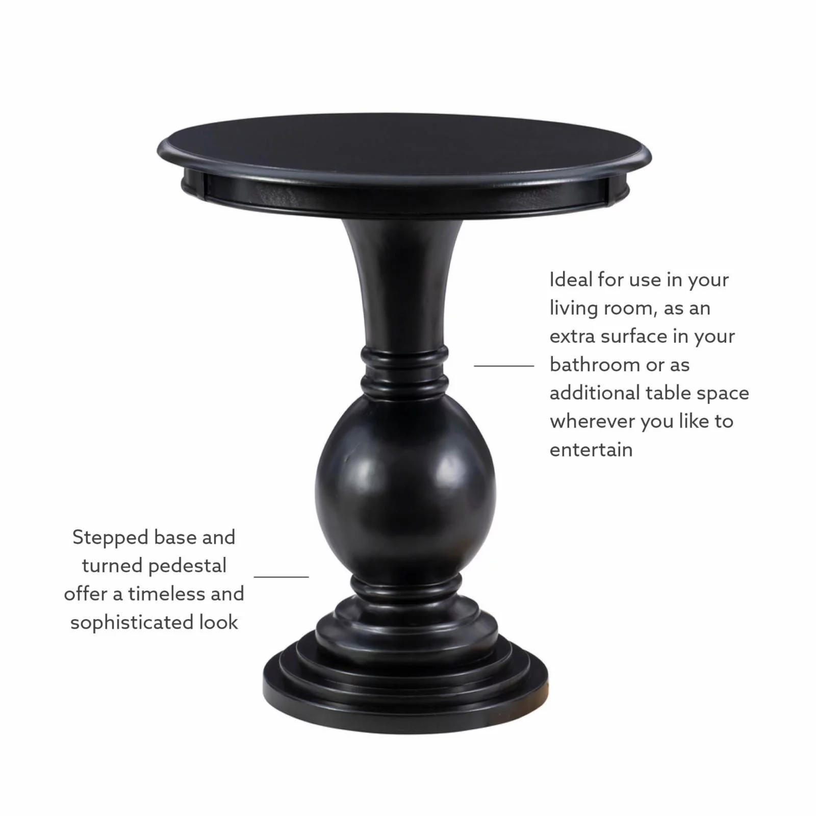 Powell Adeline Round Side Table - Black