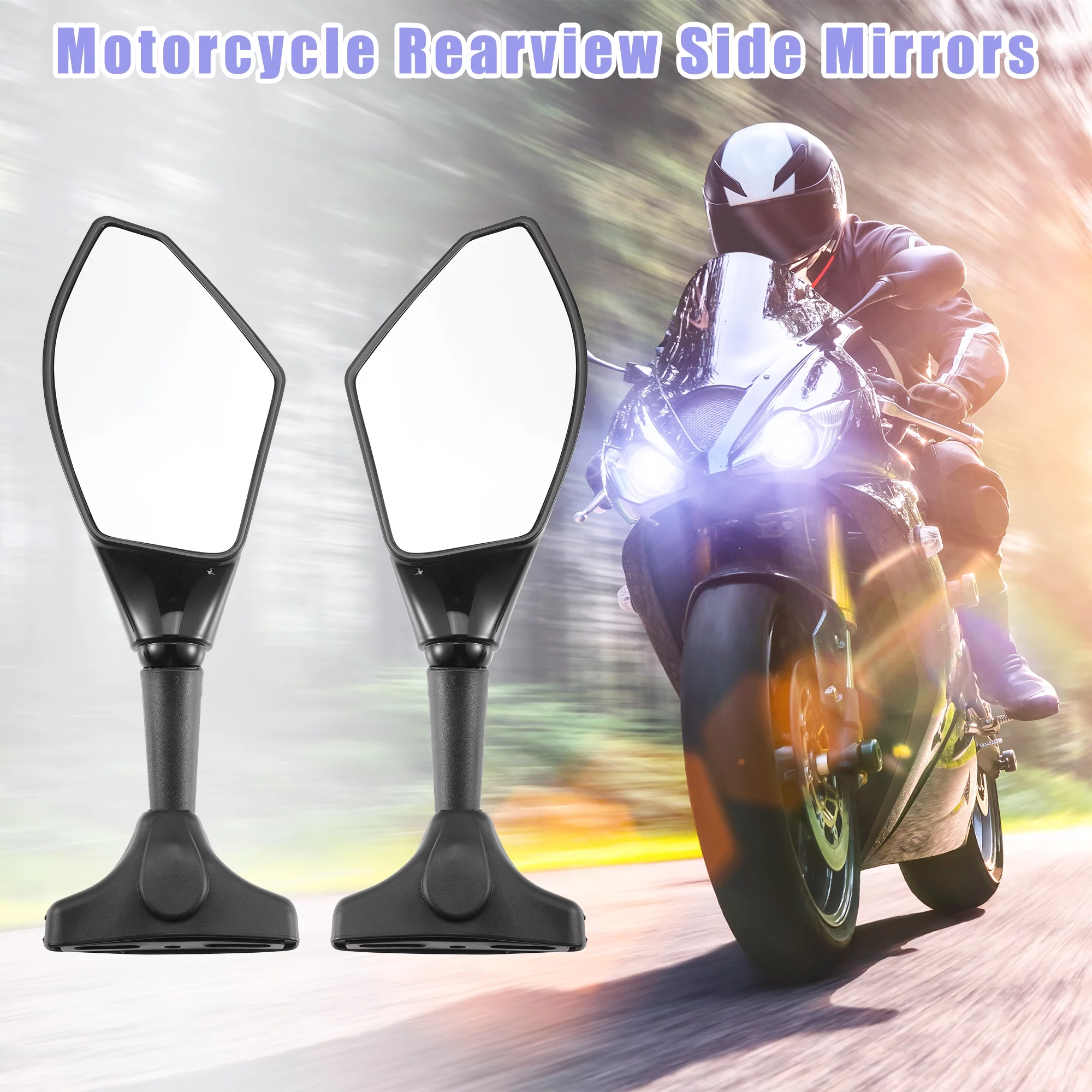 Unique Bargains Universal Motorcycle Rearview Side Mirrors with LED Turn Signals Light Black Clear 1 Pair