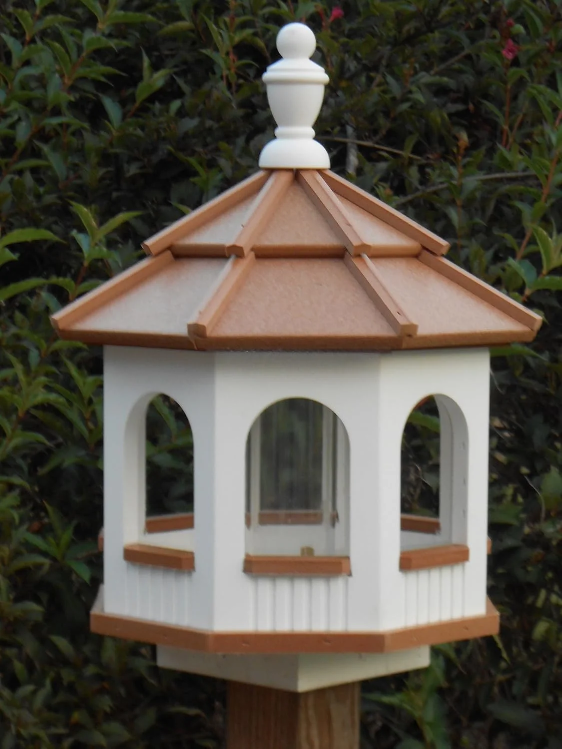 Vinyl Gazebo Feeder  Homemade Handmade Handcrafted White  Cedar Med