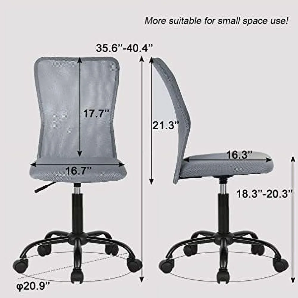 CHGBMN Small Mesh Desk Chair for Home Office  Mid Back Adjustable Armless Task Chair with Ergonomic Lumbar Support  Modern Cheap Rolling Swivel Computer Office Chair for Home Women  Men
