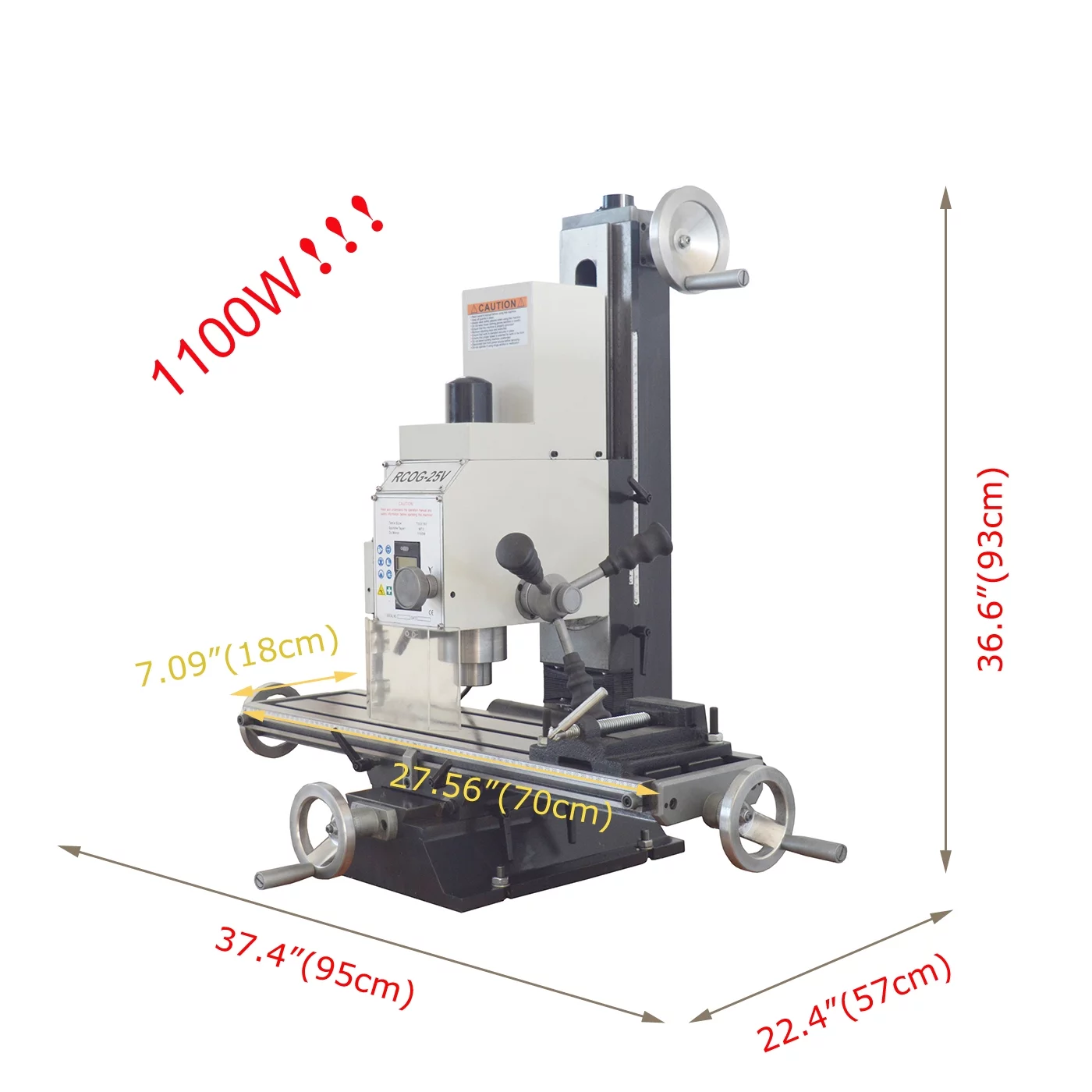 INTBUYING R8 Milling Drilling Machine Metal Lathe with R8-ER32 Milling Chucks 1100W Rcog-25V