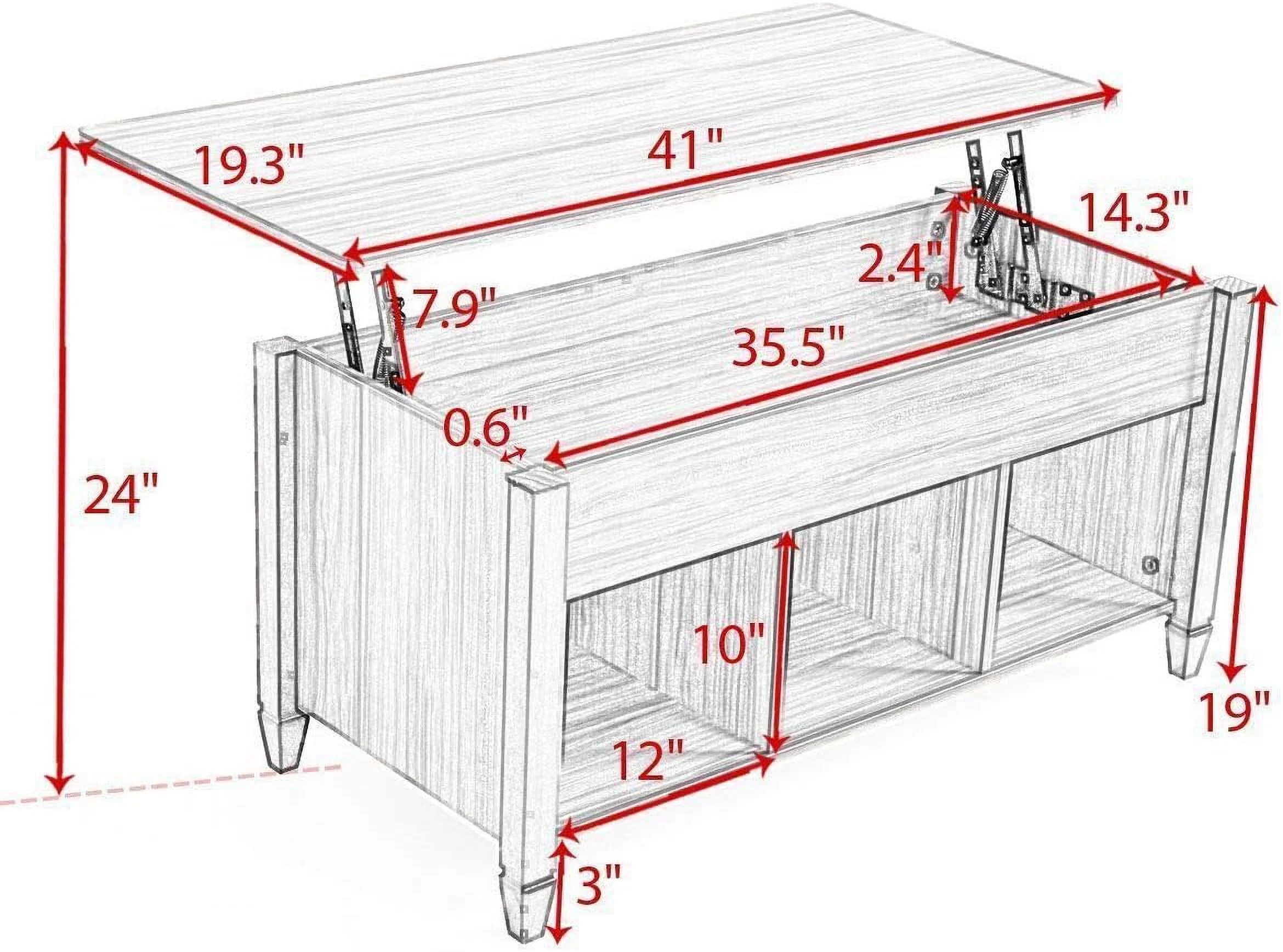 TJUNBOLIFE Lift Top Coffee Table w/Hidden Compartment   Living Room