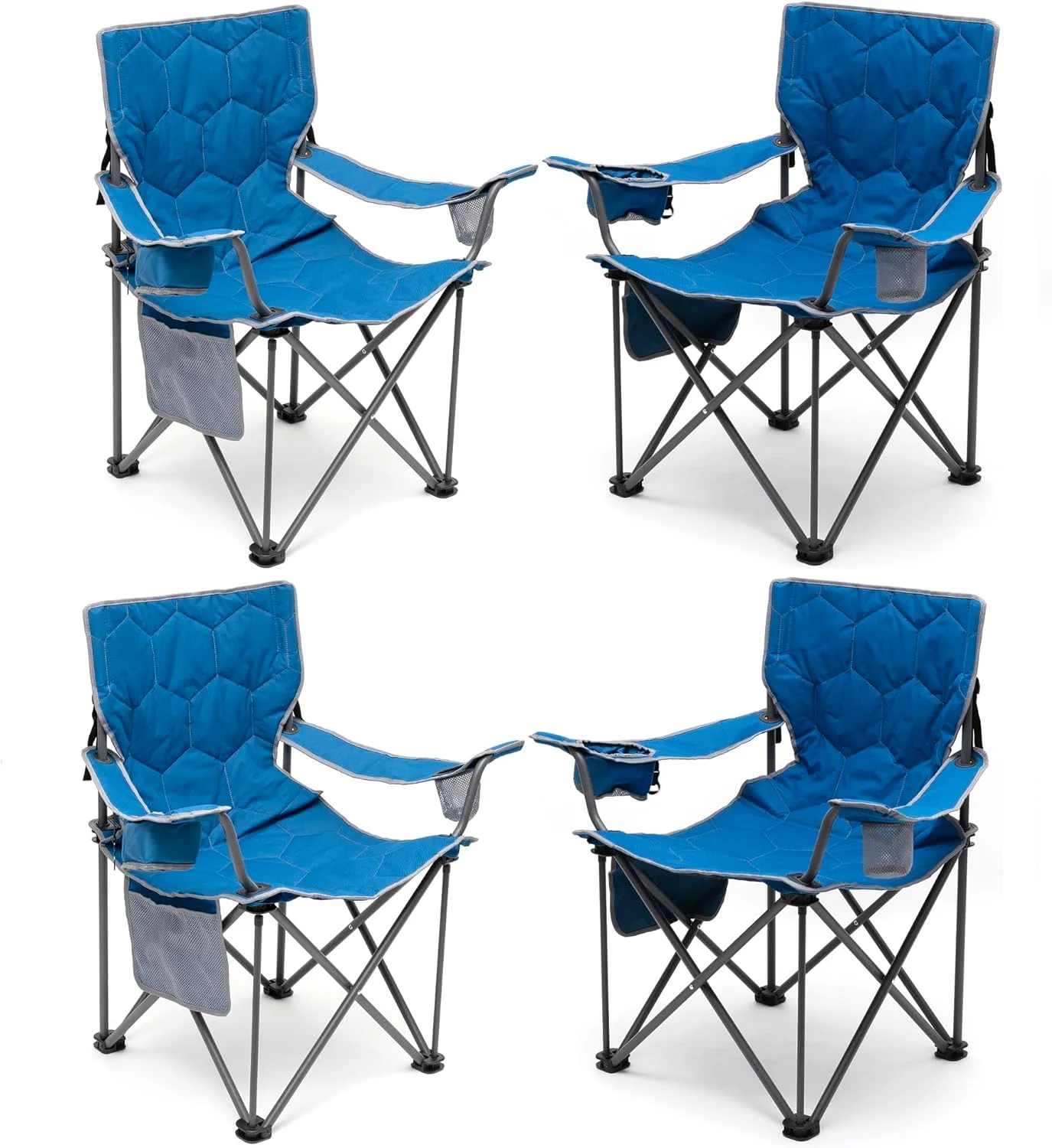 XL Oversized Camping Chair, Folding Camp Chairs for Adults Heavy Duty Big Tall 500 LBS, Padded Portable Quad Arm Lawn Chair with Pocket for Outdoor/Picnic/Beach/Sports