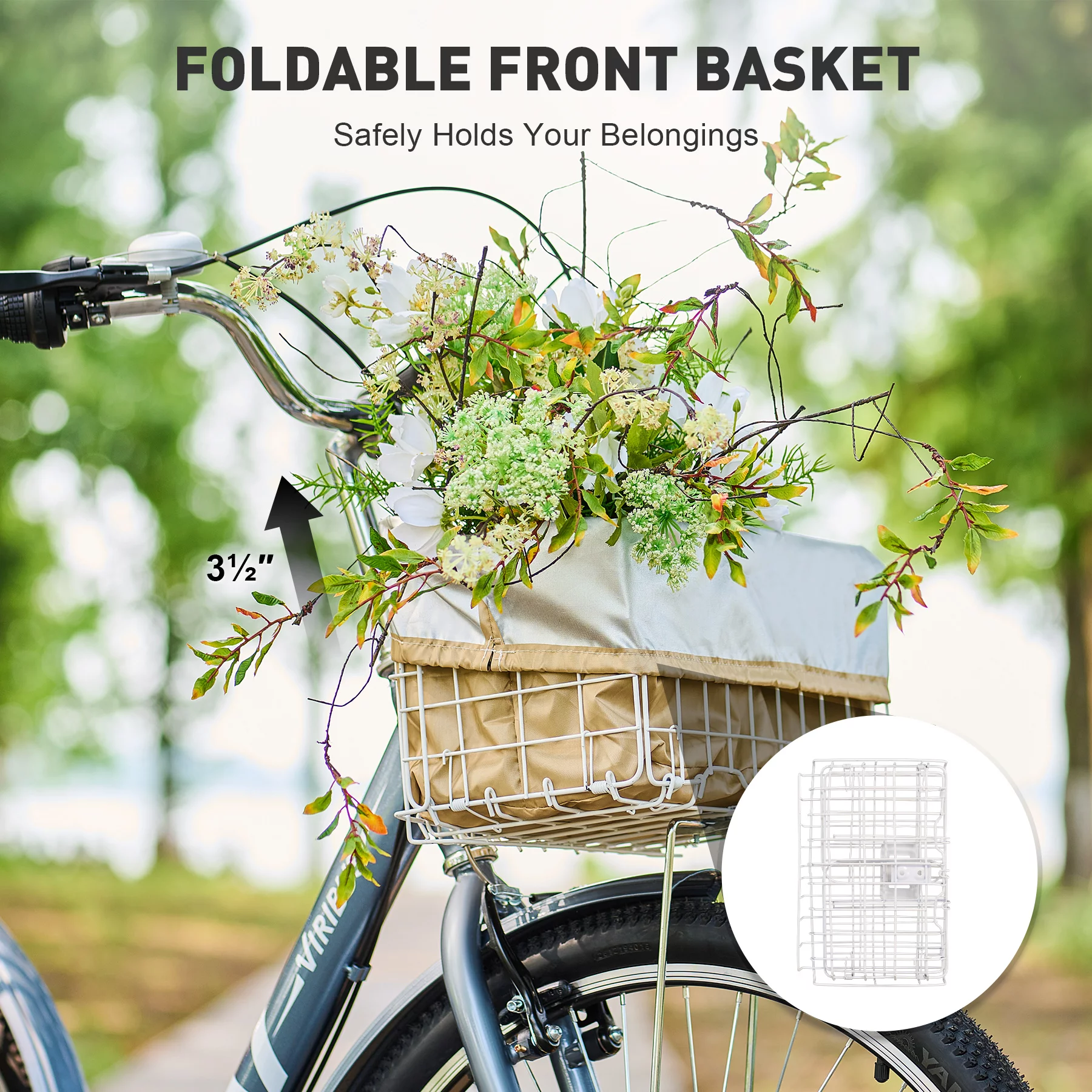 VIRIBUS 24 Inch Adult Exercise Trike 7 Speed with Front Rear Basket Matte Gray