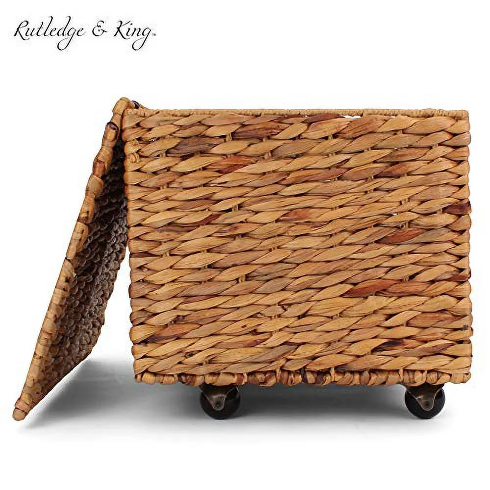 Seagrass Rolling File Cabinet - Home Filing Cabinet - Hanging File Organizer - Home and Office Wicker File Cabinet - Water Hyacinth Storage Basket for File Storage (Natural)
