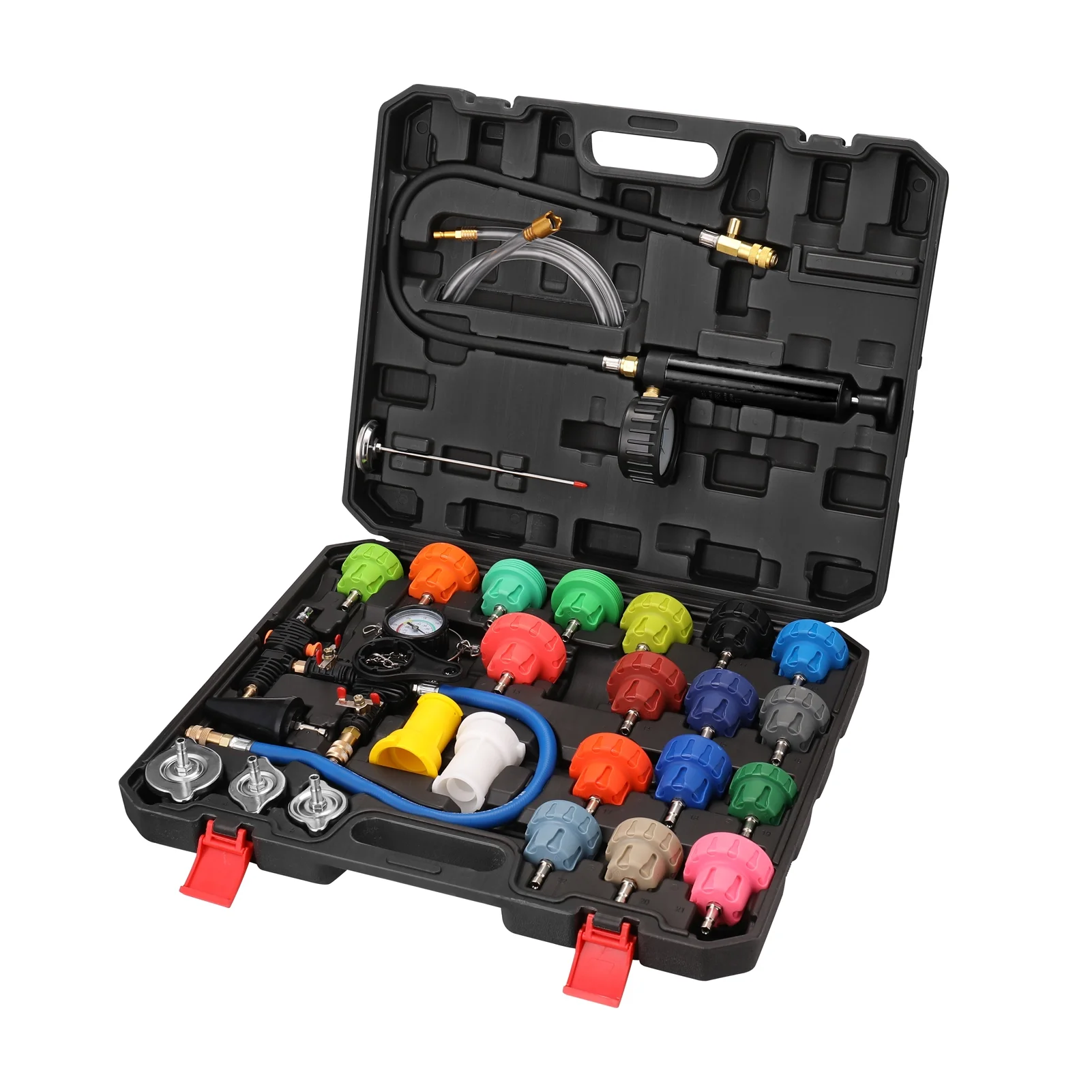 Apexeon 28,Piece Universal Radiator Pressure Tester Kit, Leak Detector, Coolant Pressure Gauge, Car Truck SUV