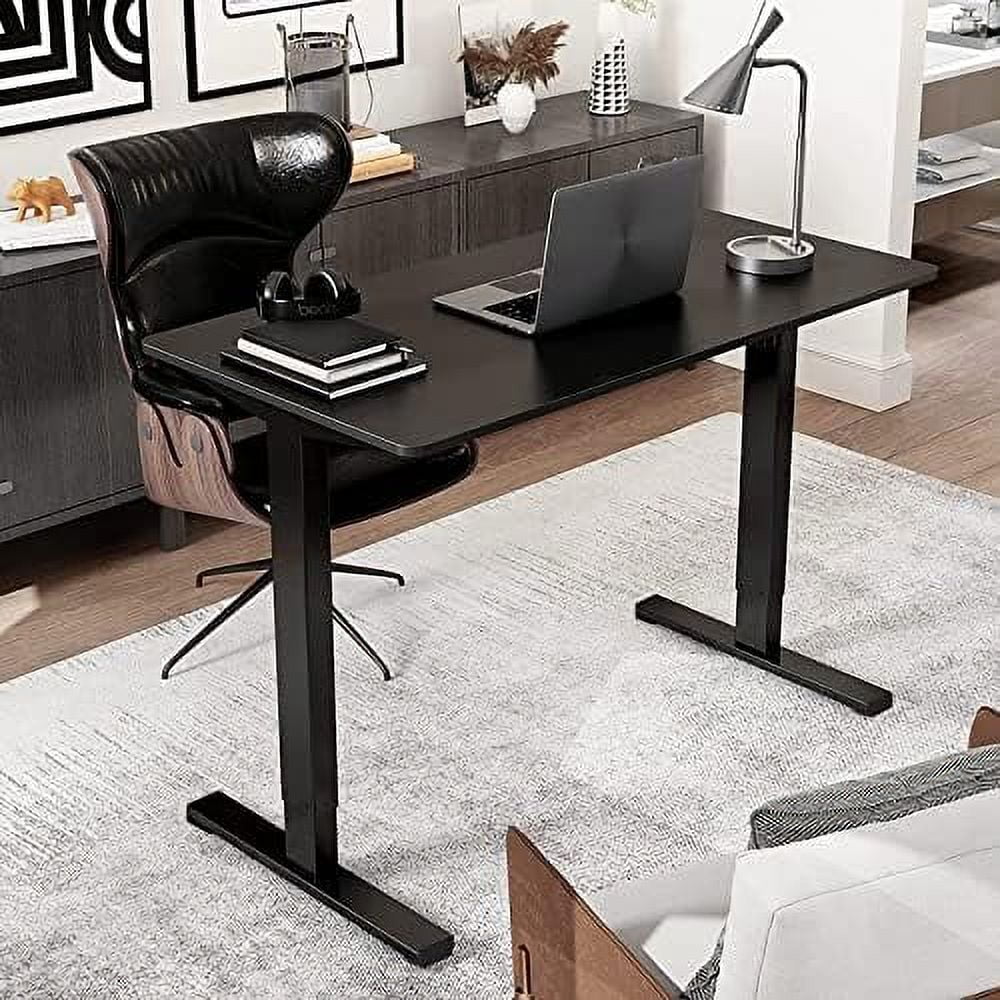 SQFGHB EC1 Essential Adjustable Desk  Electric Standing Desk 48 x 30 Inches Whole-Piece Desk Board Home Office Table Stand up Desk 2 Packages (Gray Frame + 48 in Mahogany Top)
