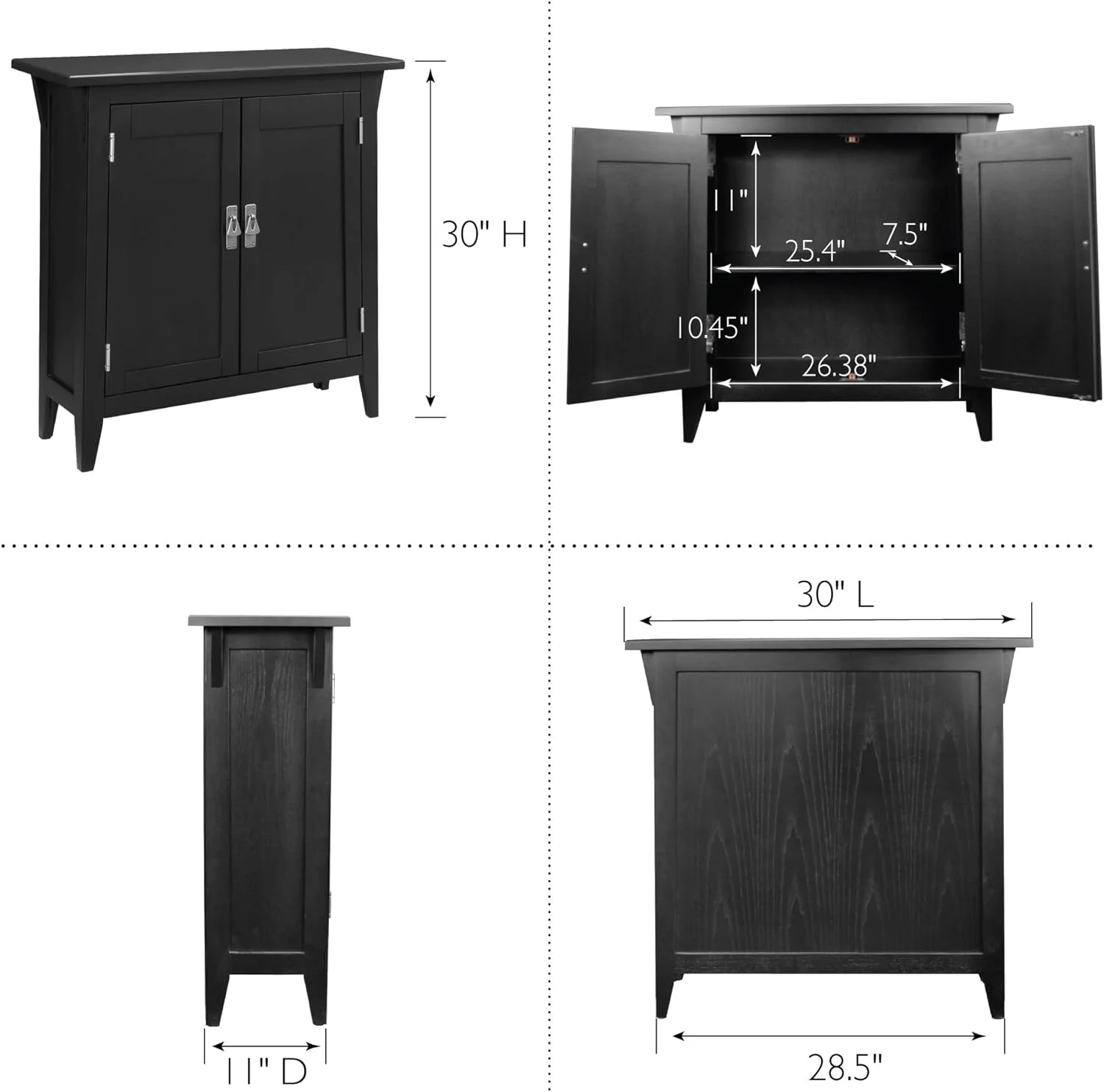 GOURE 10001-SL Mission Foyer Cabinet Hall Stand, Made with Solid Wood, for Living Rooms, Entryway, Office, Slate Black Finish
