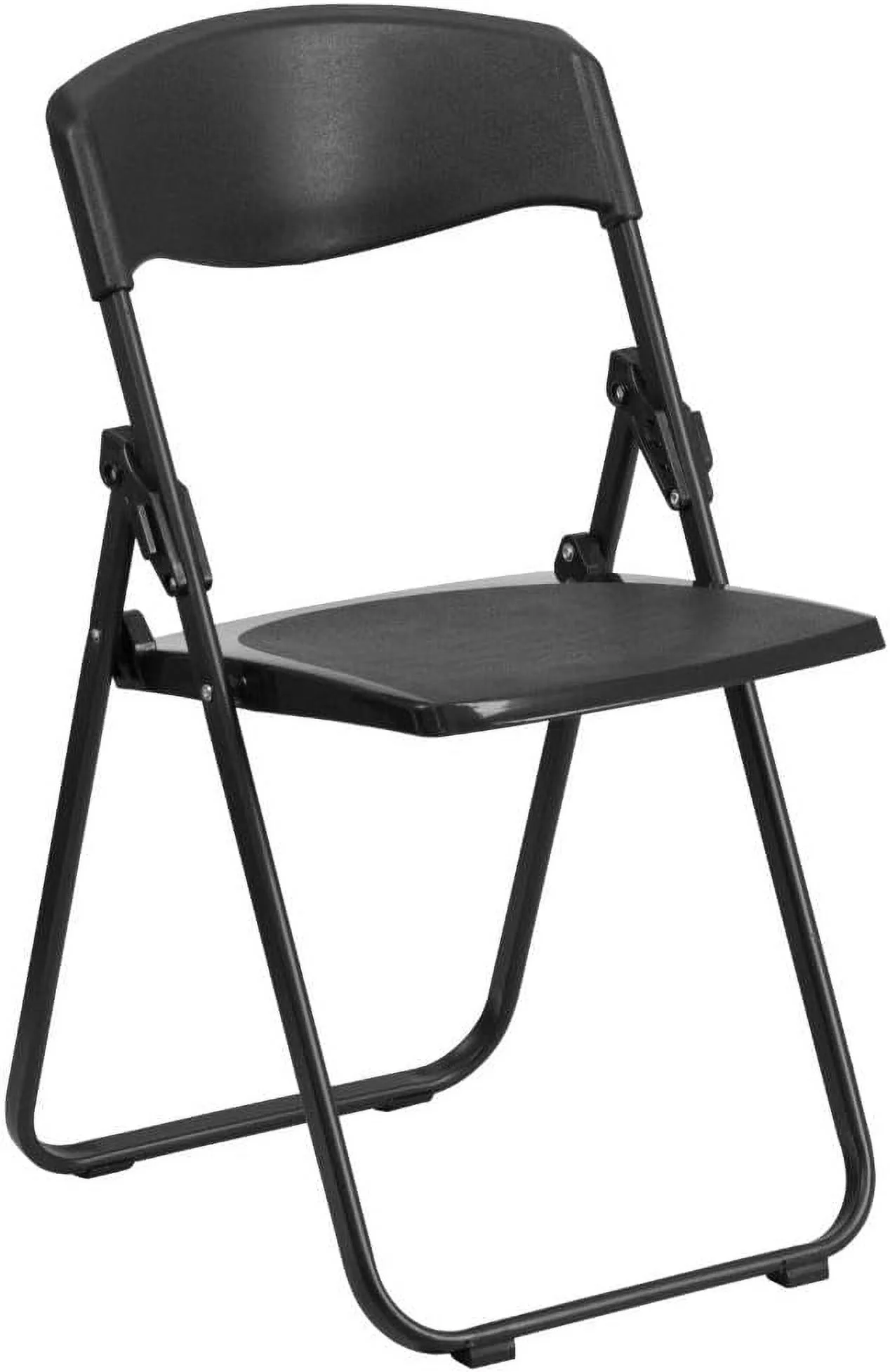 2 Pack HERCULES Series 500 Lb. Capacity Heavy Duty Black Plastic Folding Chair With Built-In Ganging Brackets
