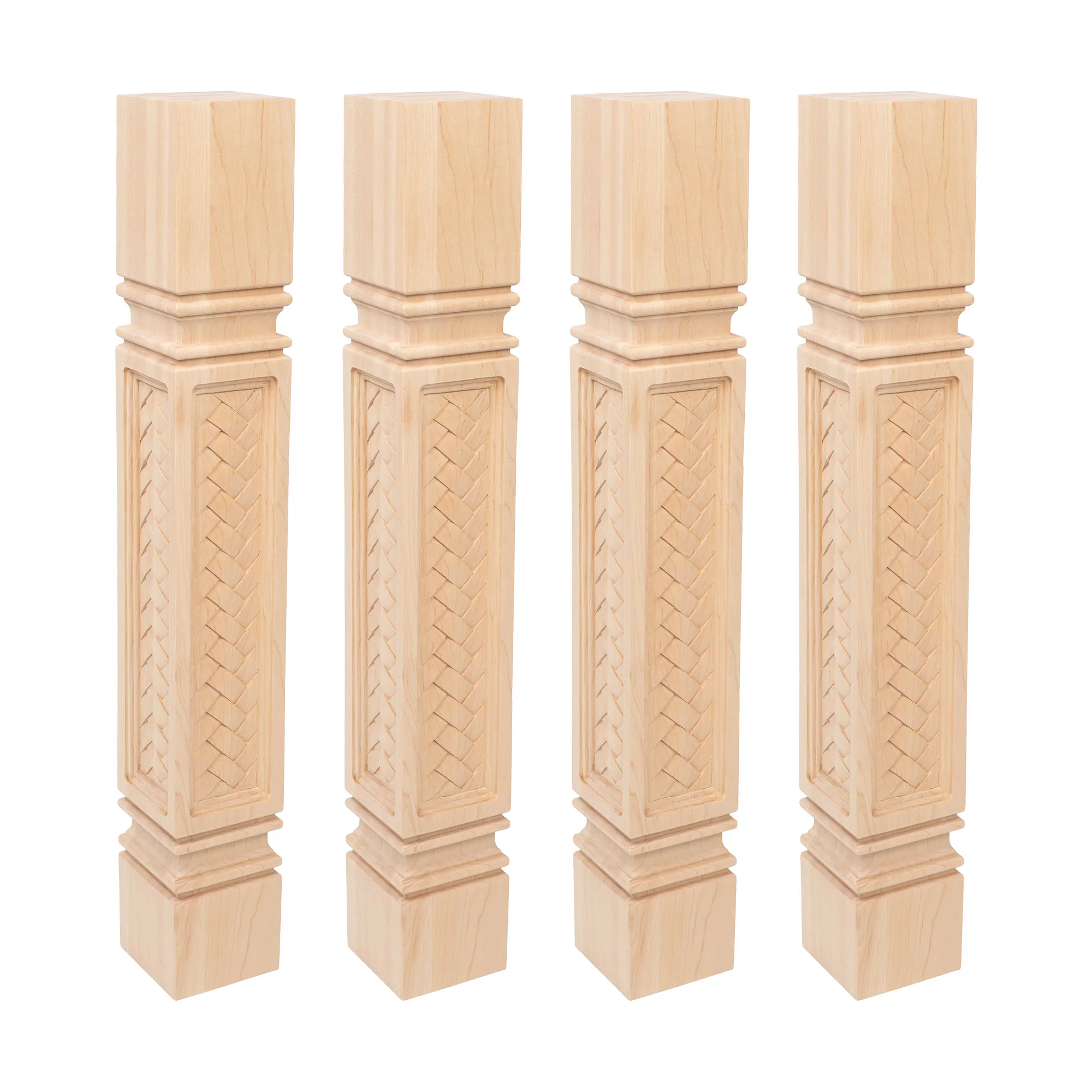 Designer's Edge Millwork 35-1/4 in. High x 5 in. Wide x 5 in. Depth. Unfinished North American Solid Hard Maple Mission Weave Kitchen Island Leg 4 Pack