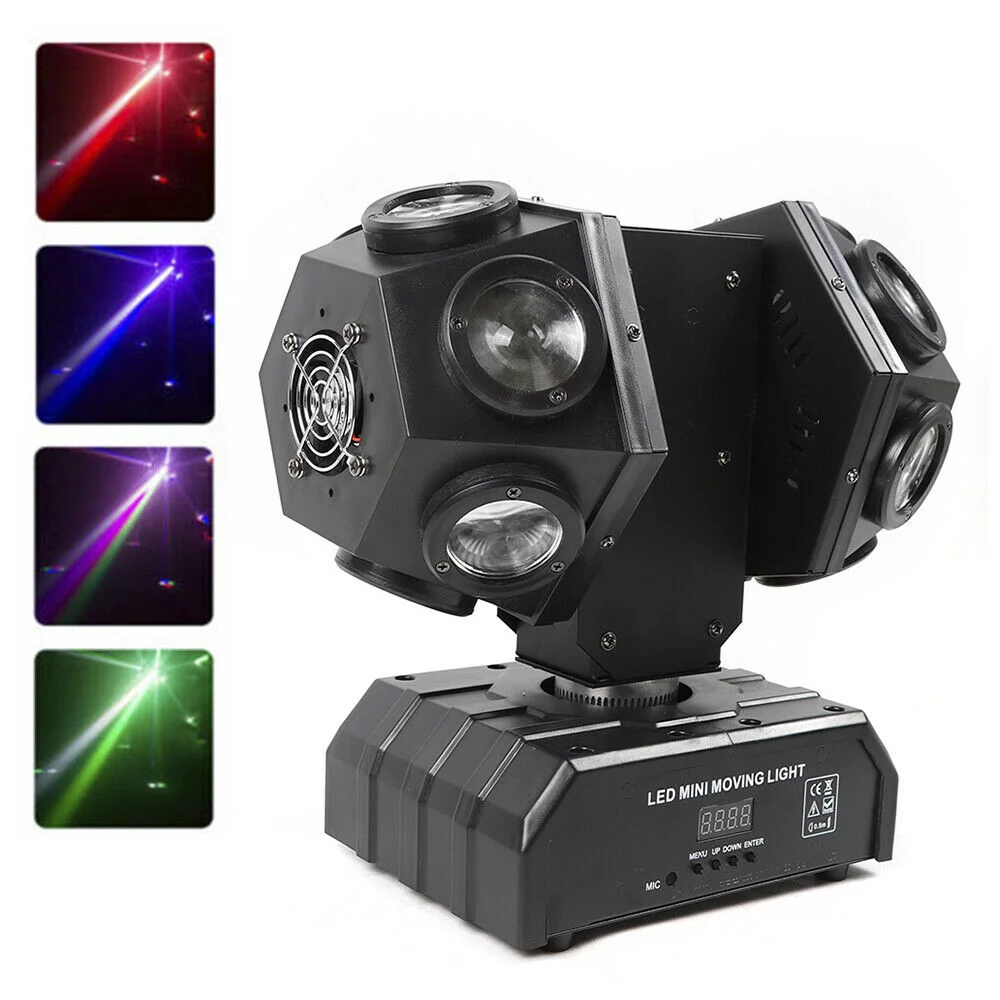 ZhdnBhnos 12*3W 3-in-1 RGBW LED Moving Head Beam 11/14 Channel Stage Light Effect DMX-512 DJ Disco Show Strobe Lighting