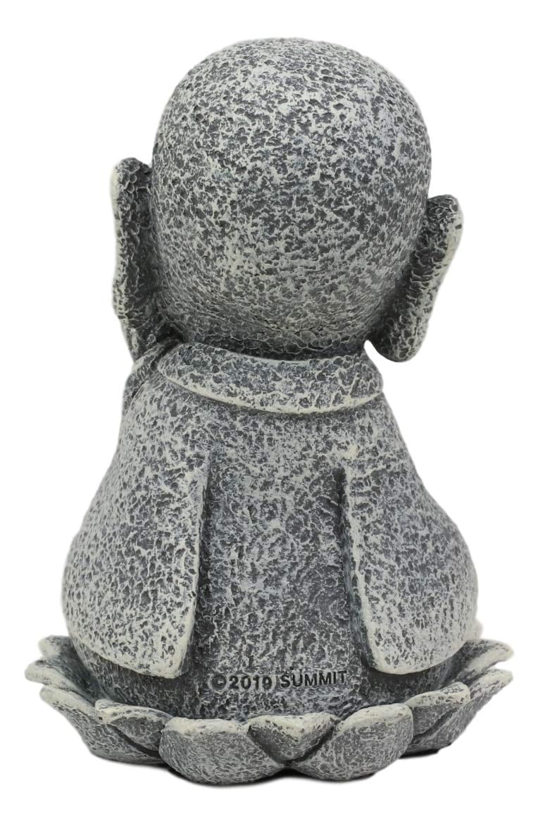 Ebros Zen Meditating Japanese Jizo Monk W/ Tilted Head On Lotus Statue 4