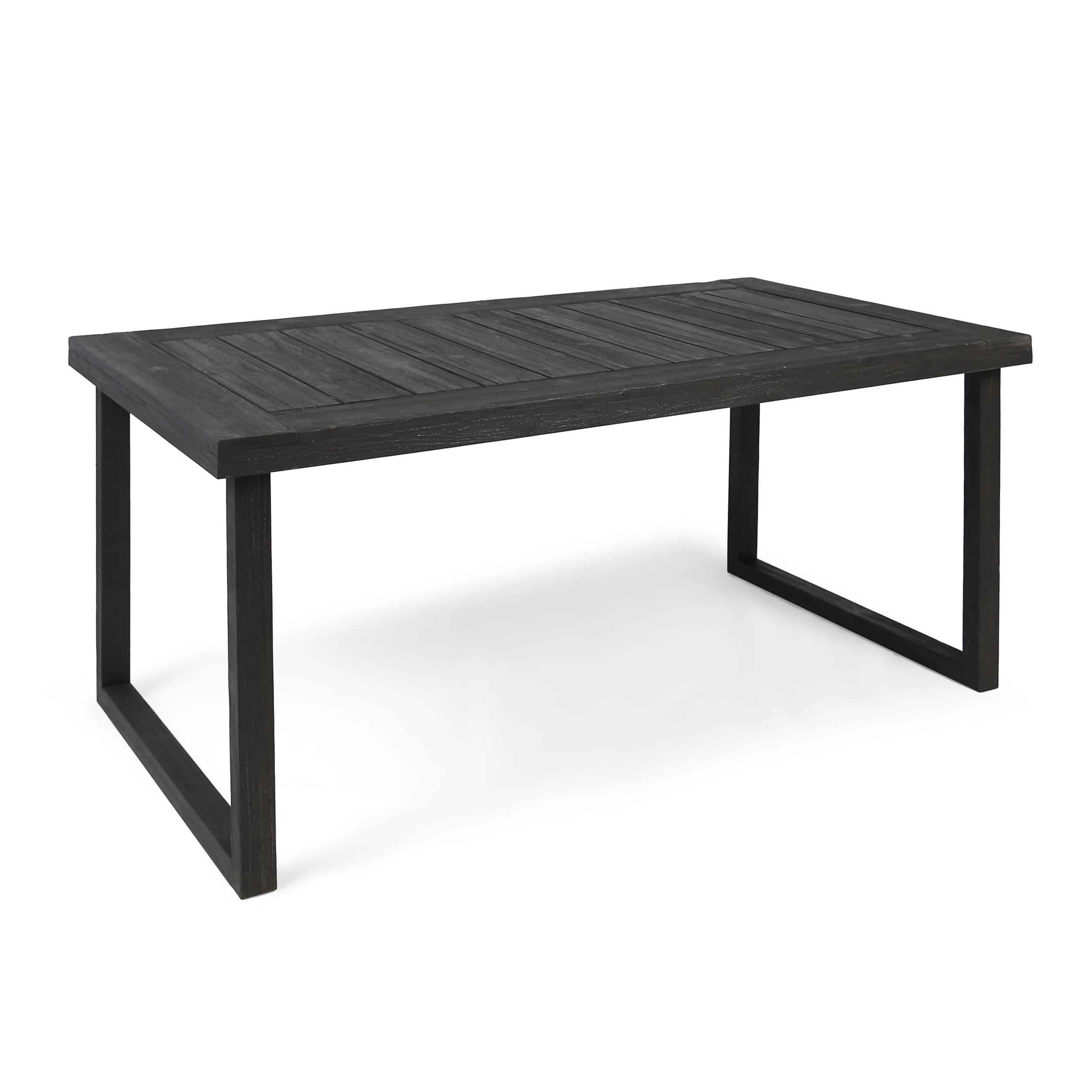 GDF Studio Kaniel Outdoor Acacia Wood Dining Table, Sandblasted Dark Gray