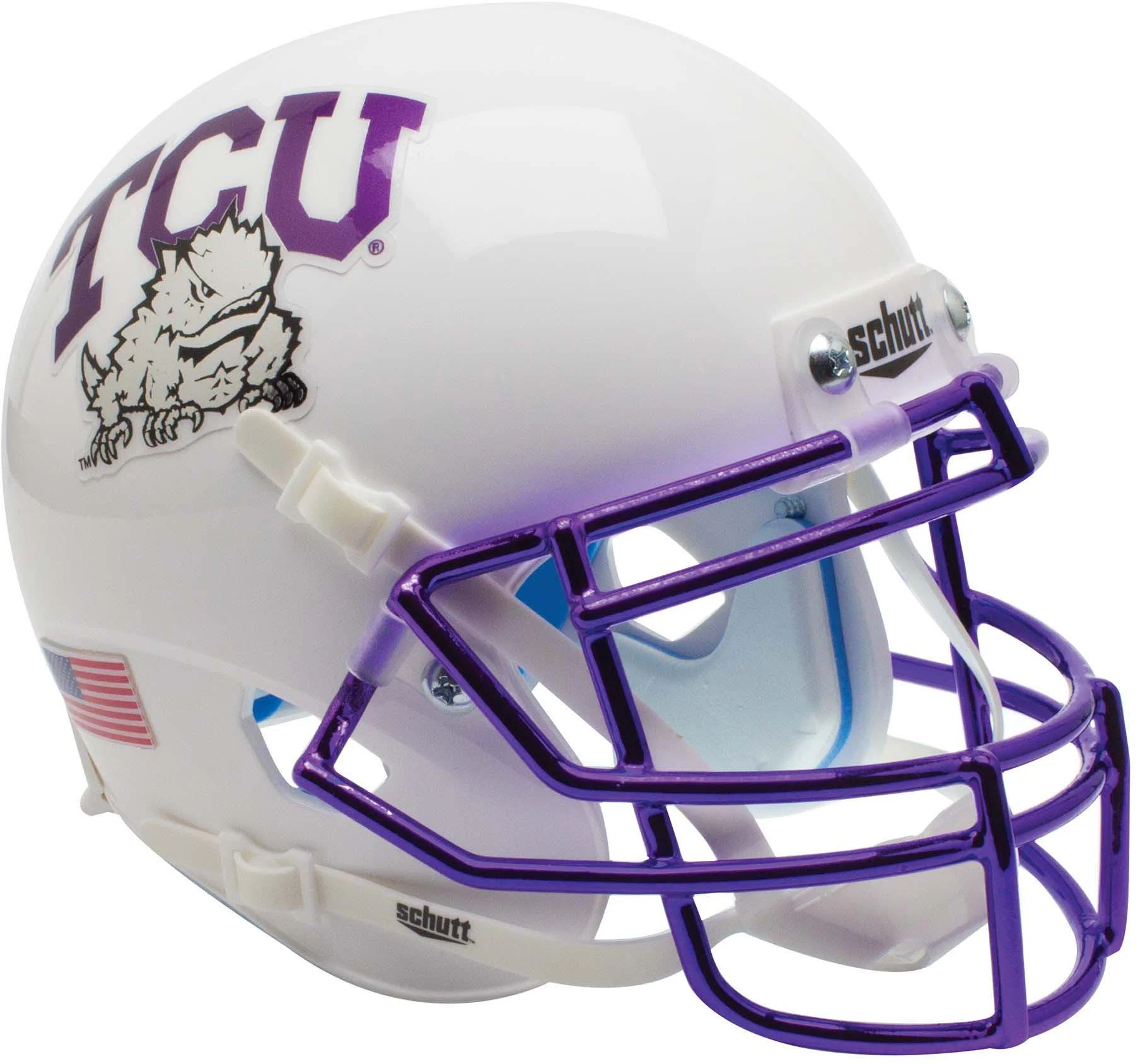 TCU Horned Frogs Schutt White Chrome Mini Football Helmet