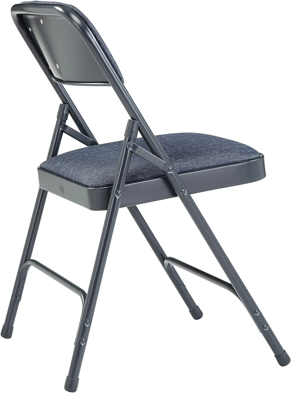 4 Pack Premium Upholstered Fabric Metal Foldig Chair With Double Brace, 480 Lbs Capacity, Blue/Char-Blue