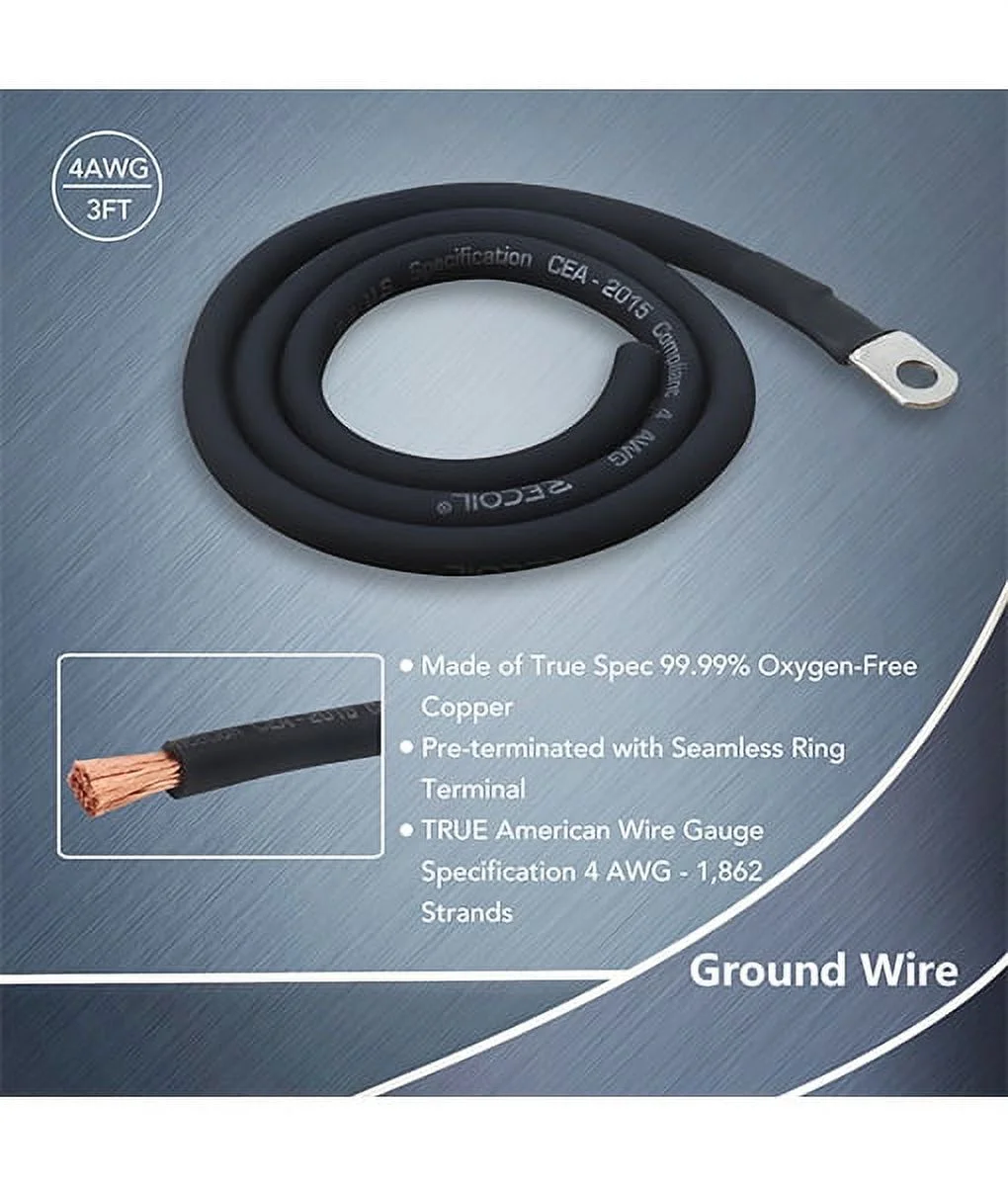 Recoil PCK44 True 4 Gauge 99.99% Oxygen Free Copper Complete 4-Channel Amplifier Wiring Kits