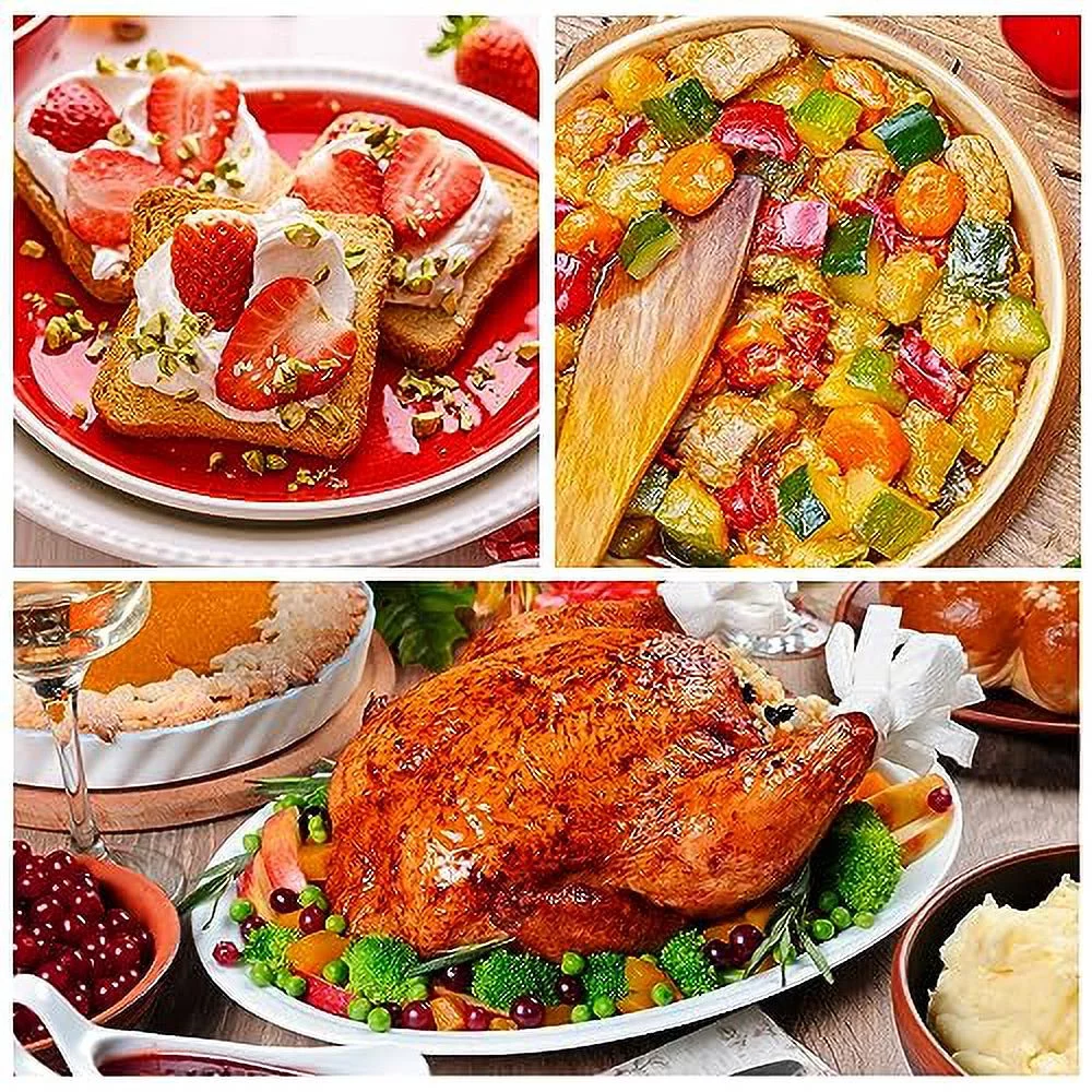 Sunvivi 22 Quart Electric Turkey Roaster Oven with Visible Glass Lid,Removable Pan & Rack, Stainless Steel,Red