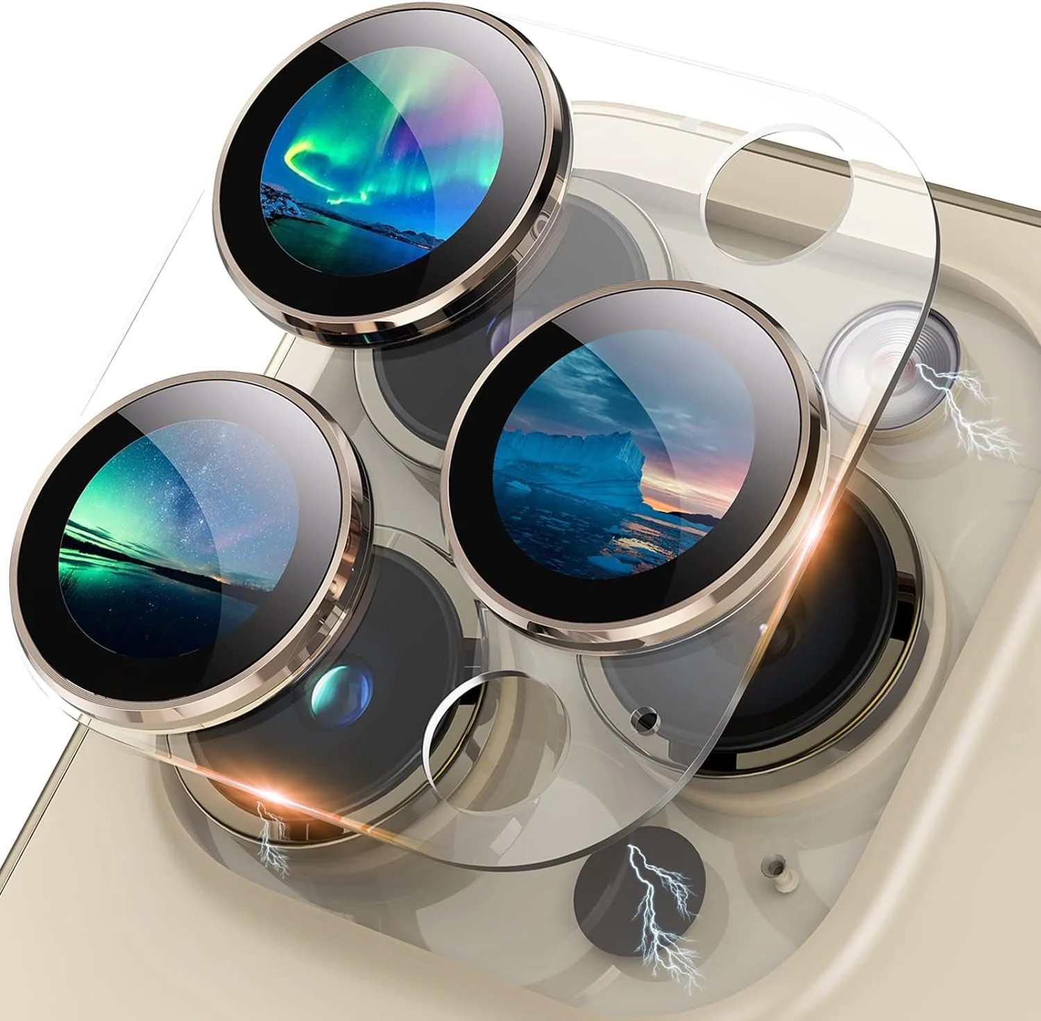 for iPhone 14 Pro and iPhone 14 Pro Max Camera Lens Protector Aluminum Alloy Plus Acrylic + 9H Tempered Glass Camera Screen Protector Full Coverage Accessories Case Friendly Cover Gold