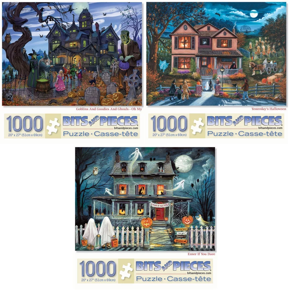 Bits and Pieces - Value Set of Three (3) 1000 Piece Jigsaw Puzzles for Adults - Each Puzzle Measures 20
