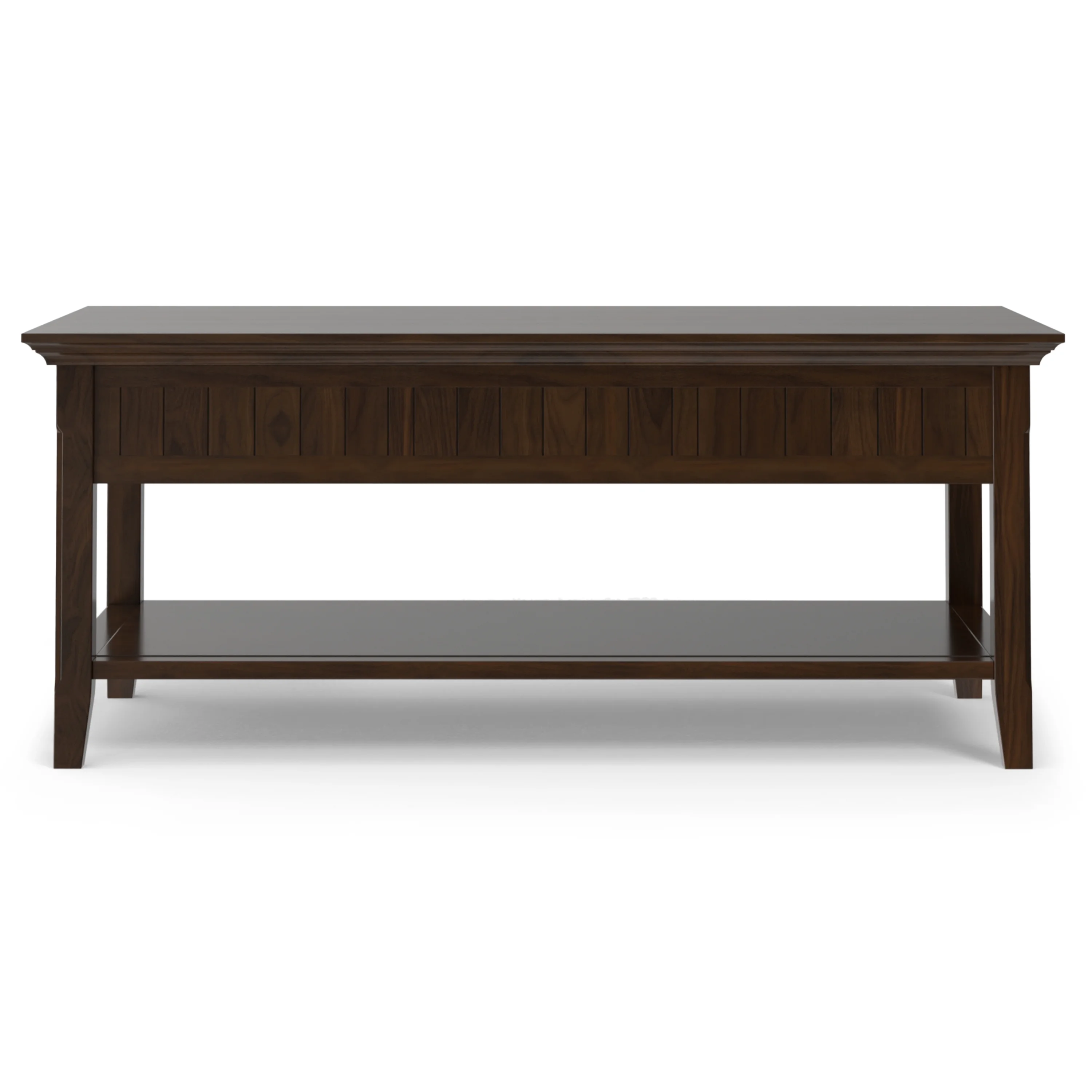 Simpli Home Acadian SOLID WOOD 48 inch Wide Rectangle Transitional Lift Top Coffee Table in Brunette Brown