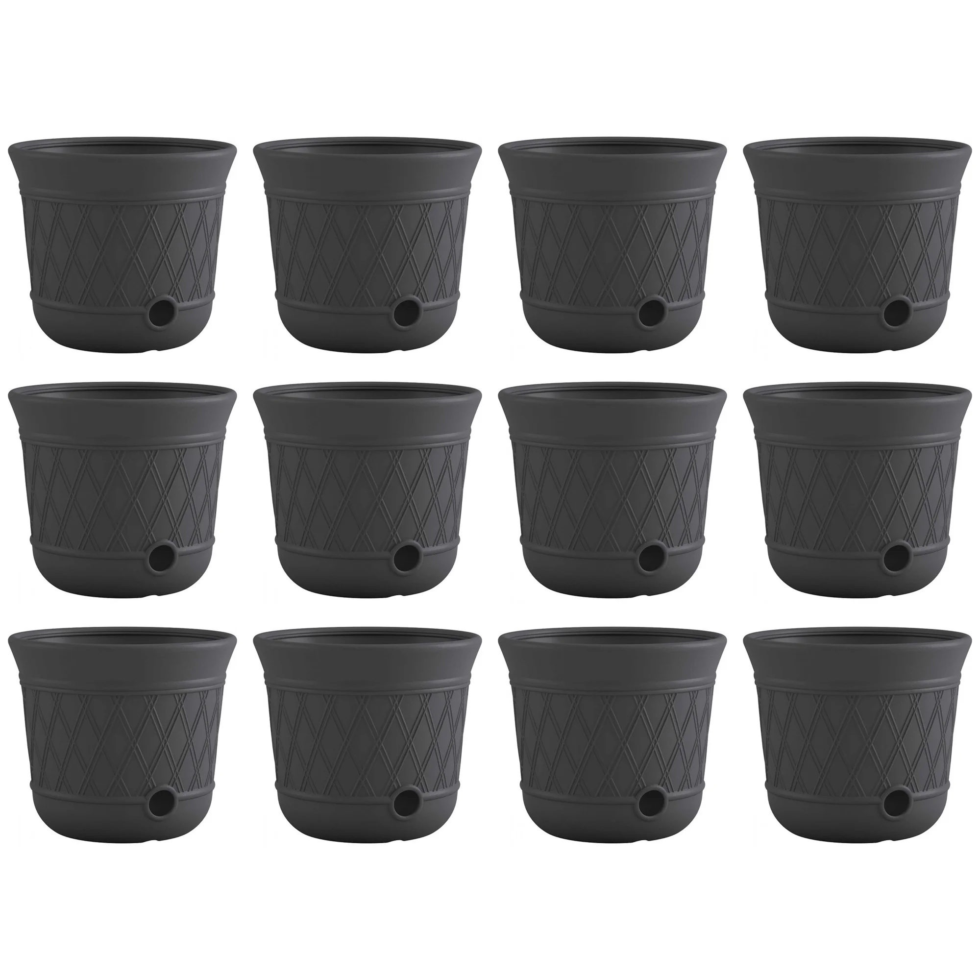 Suncast 14'' x 12'' Durable Plastic Decorative Hose Pot, Gray (12 Pack)