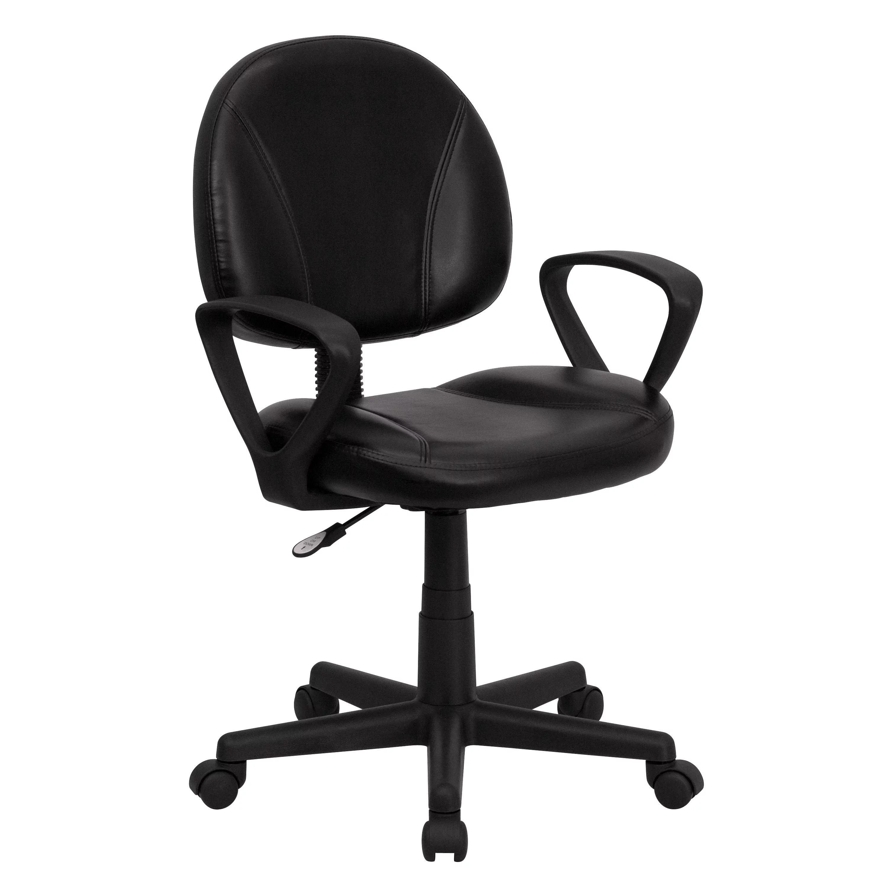Emma + Oliver Mid-Back Black LeatherSoft Swivel Ergonomic Office Chair - Back Adjustment