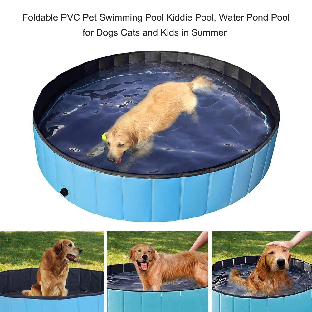 Foldable PVC Dog Cat Pet Swimming Pool Pet Dog Pool Bathing Tub Kiddie Pool, Water Pond Pool for Dogs Cats and in Summer， 80*20cm