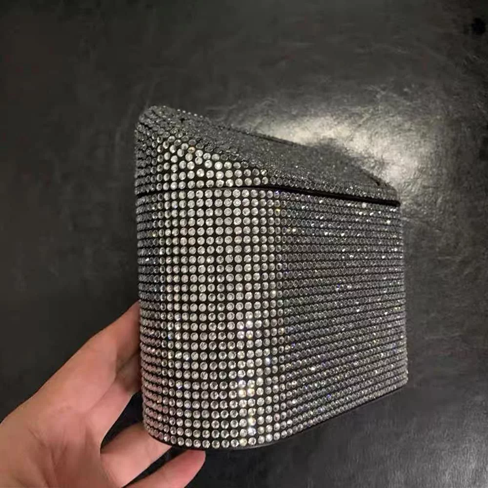 Sparkly Car Trash Car,Hanging Garbage Can with Lid Bling Rhinestone Trash Bin,Litter Container for Vehicle,Office,Home