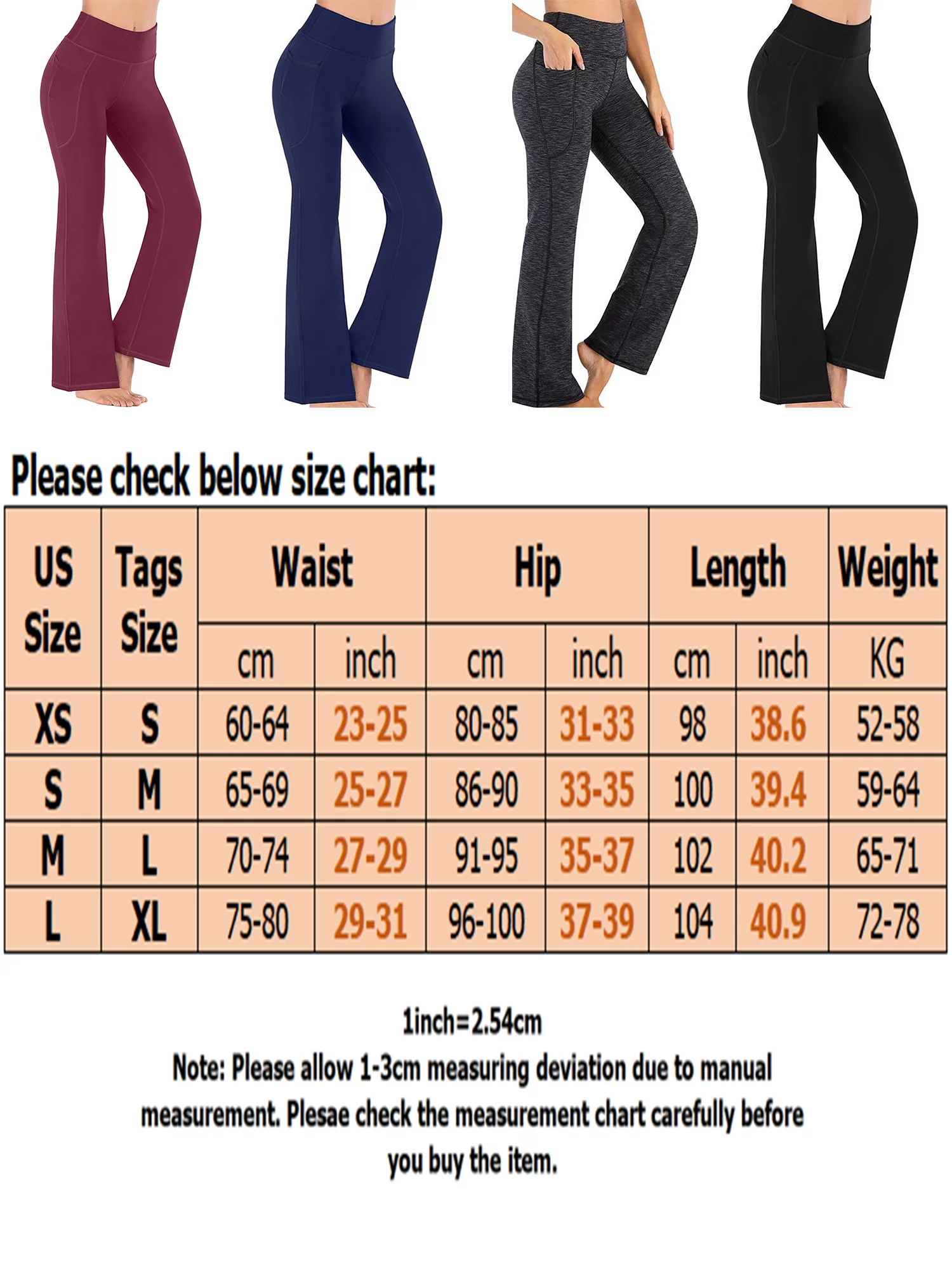 Sexy Dance Women Ladies Bootcut Yoga Pants with Pockets Stretch Workout Pants High Waist Gym Exercise Athletic Active Pant Leggings Plus Size