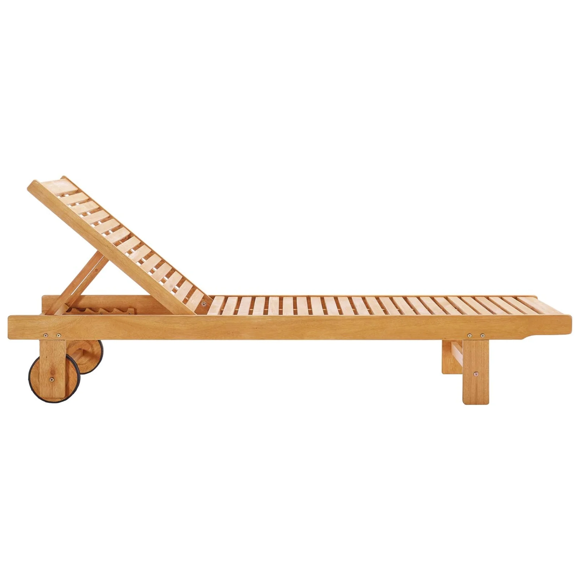 Hatteras Outdoor Patio Eucalyptus Wood Chaise Lounge Chair in Natural