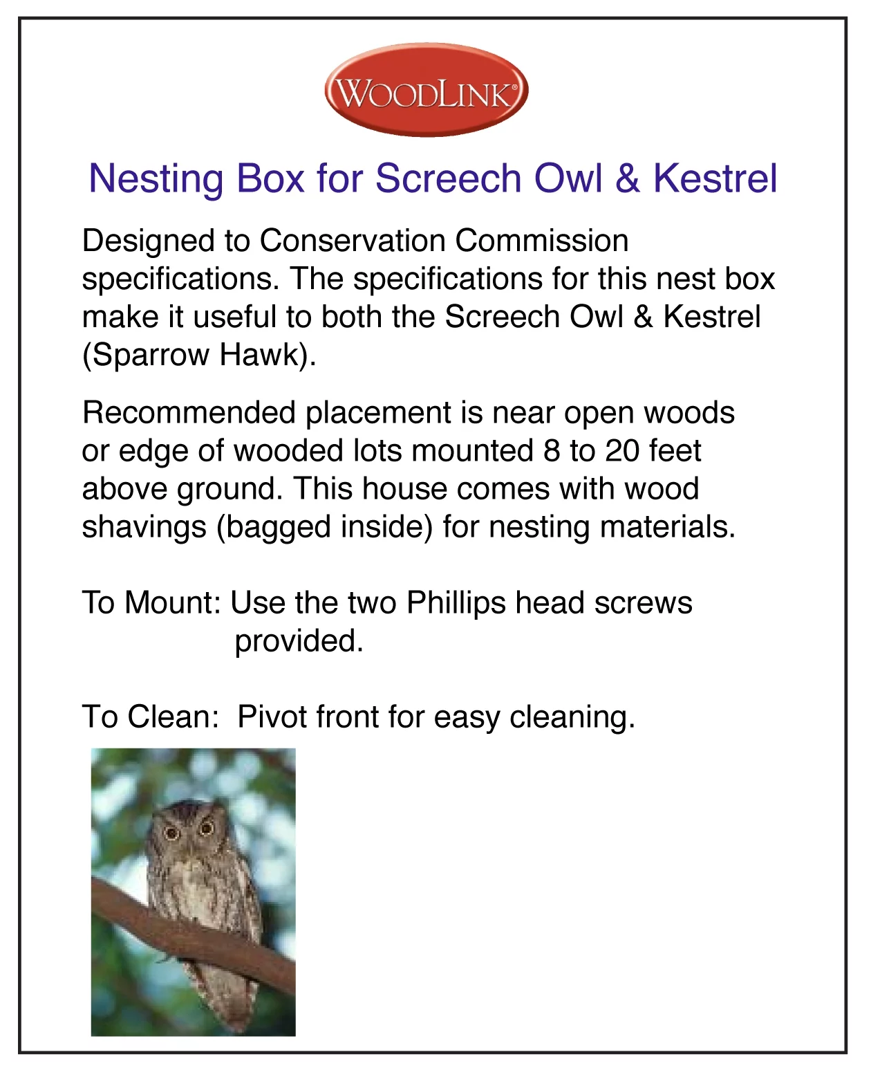 Woodlink OWL/Kestrel Screech House