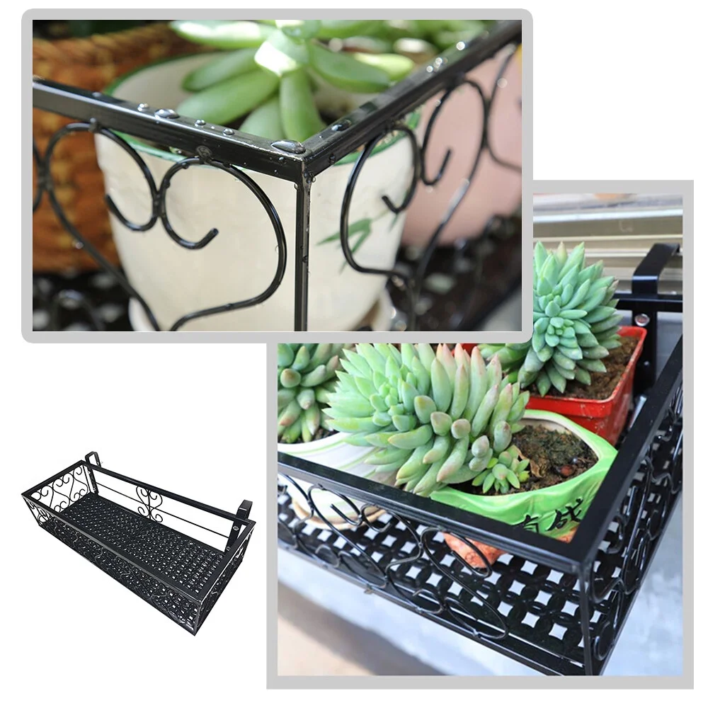 Andoer Railing Shelf,Iron Flower Balcony Planter Stand With Balcony Planter Wyan Huiop 1-tier. Mewmewcat
