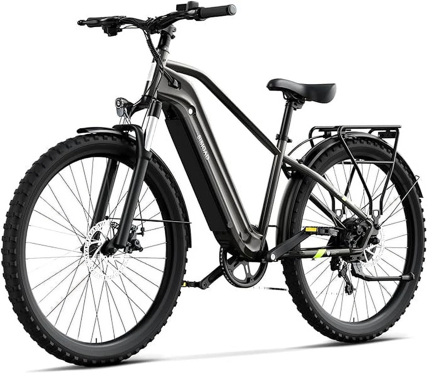SISIGAD Electric Mountain Bike, 500W Electric Bike for Adults, 7-Speed and Dual Full Suspension, 48V 15Ah 27.5 inches Wheel, Gray