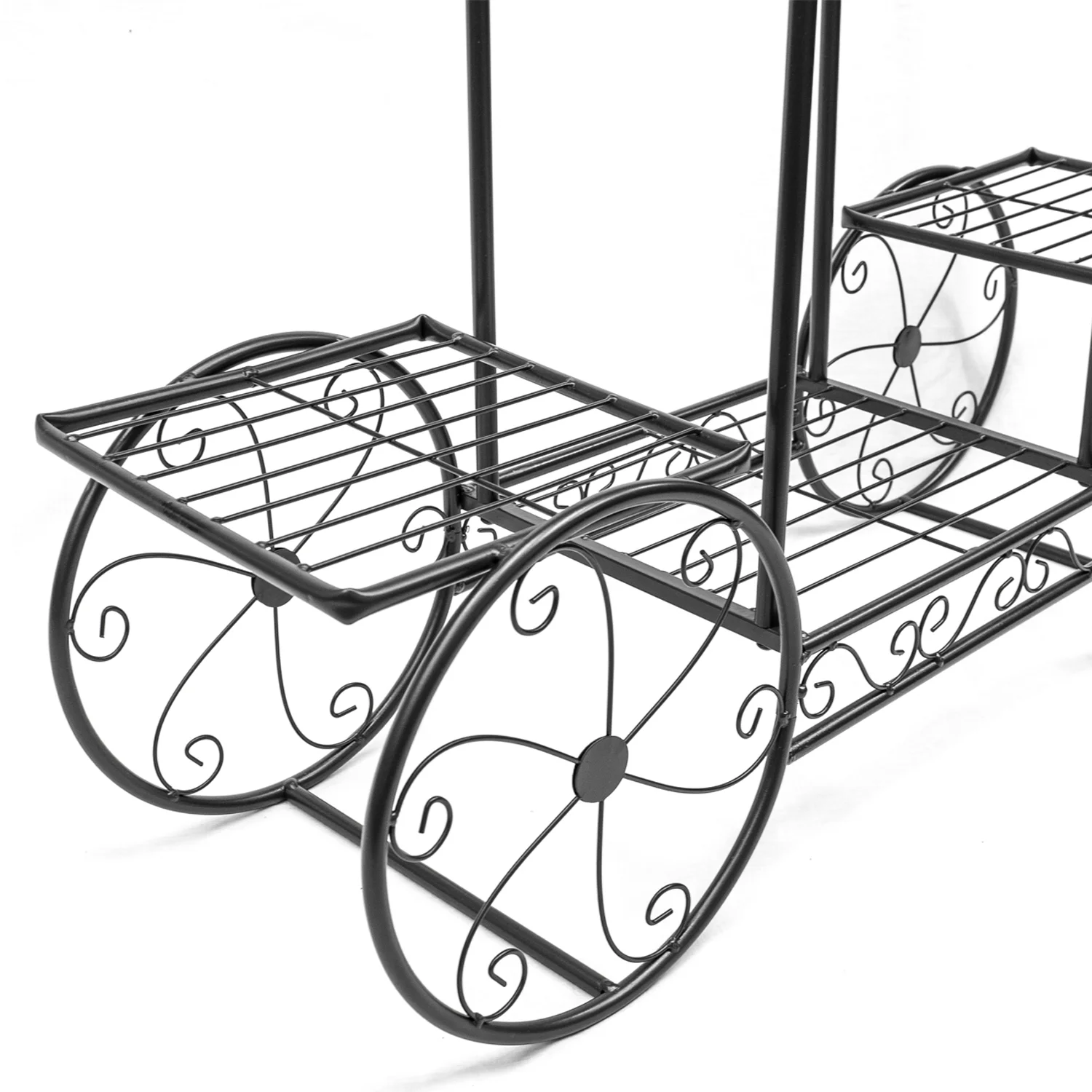 Cart Stand 6 Flower Pot Display Rack - Black