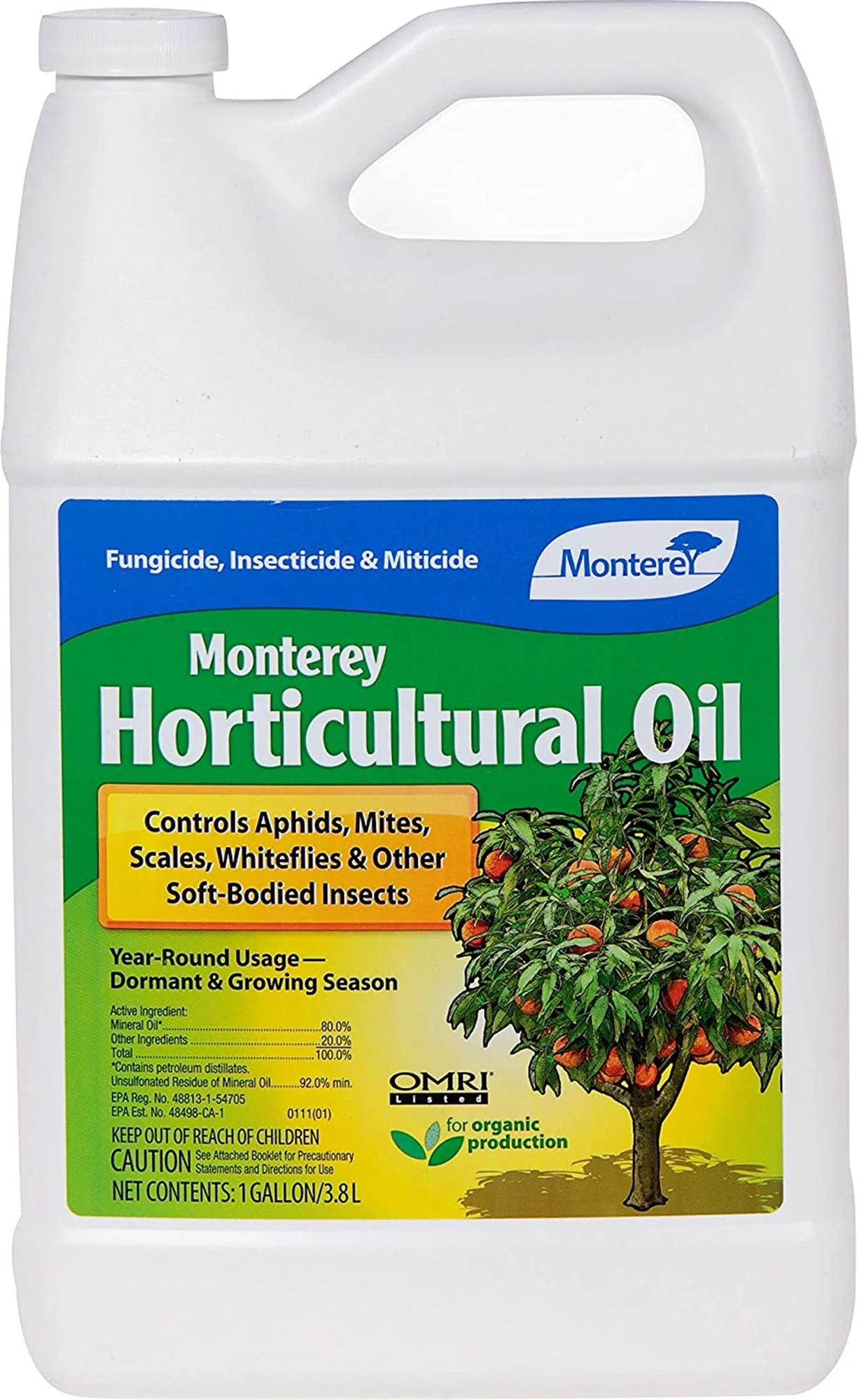 Monterey Horticultural Oil Controls Aphids, Fungicide, Miticide, and Insecticide, 1 Gal