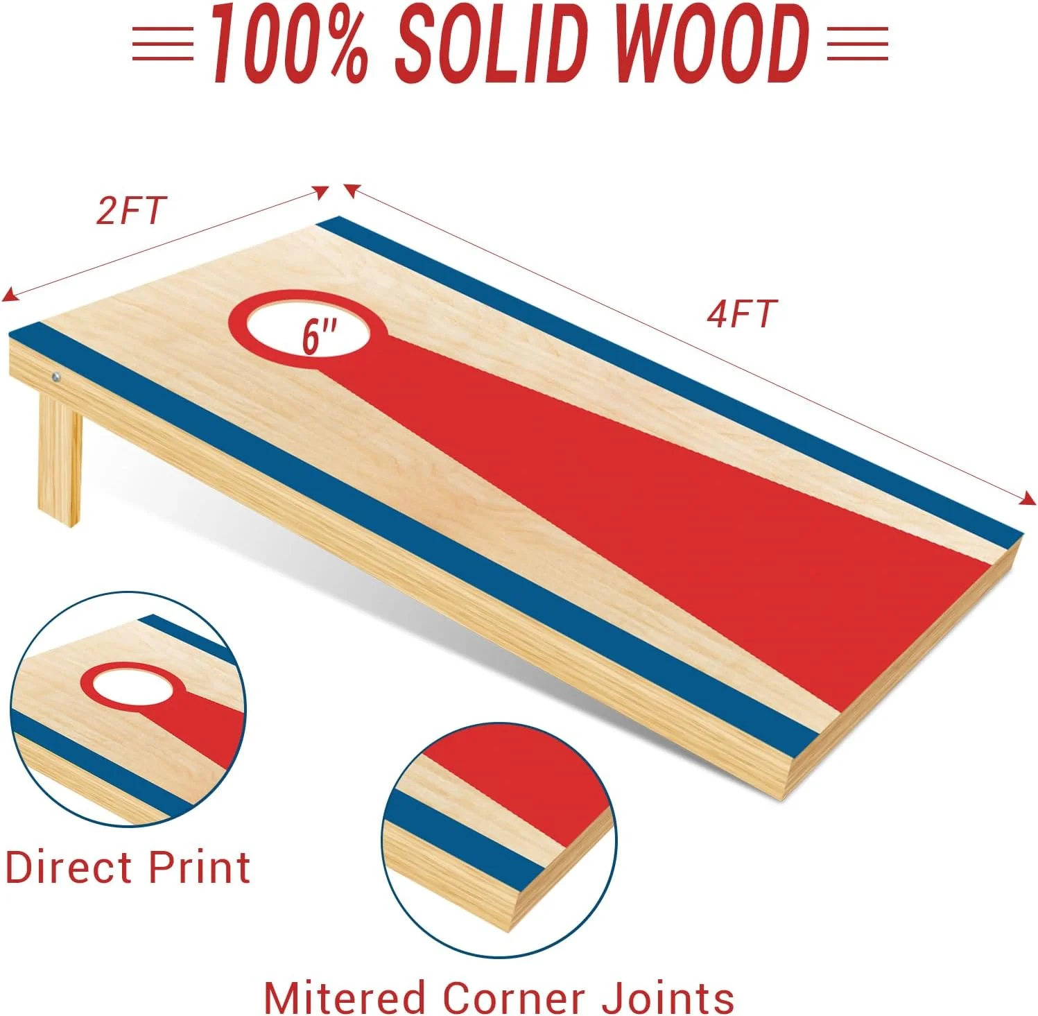 Corn Holes Outdoor Game Set: 4'x 2' Solid Wood Cornhole Set, 2 Wooden Cornhole Boards, 8 Corn Hole Game Toss Bags and Carrying Case, Cornhole Game for Adults/Family in Yard Beach Camping