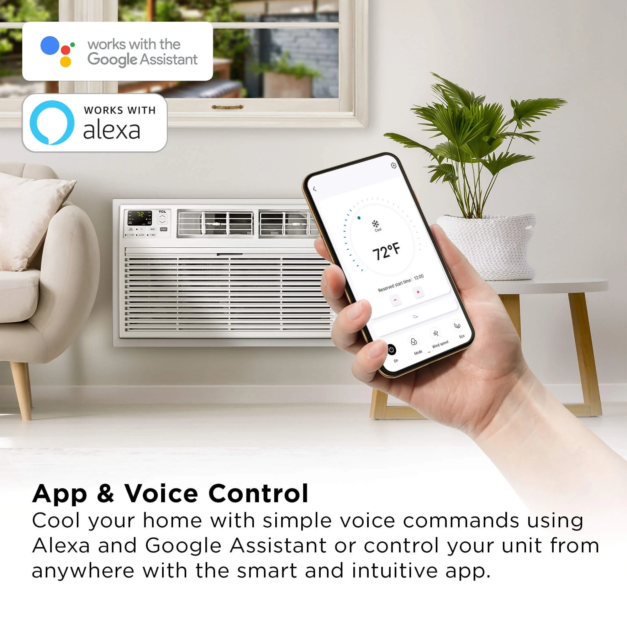 TCL Smart 10,000 BTU Through-the-Wall Air Conditioner, 115V, E-Star, Remote Included, White, W10T9E1-A