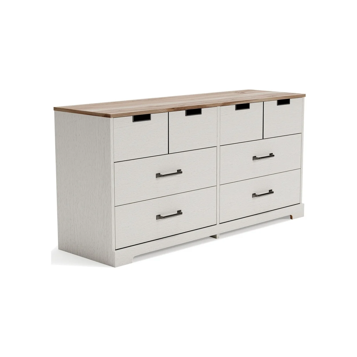 Ethos 59 Inch Dresser Crisp White Wood 6 Drawers Antique Nickel Handles - Saltoro Sherpi