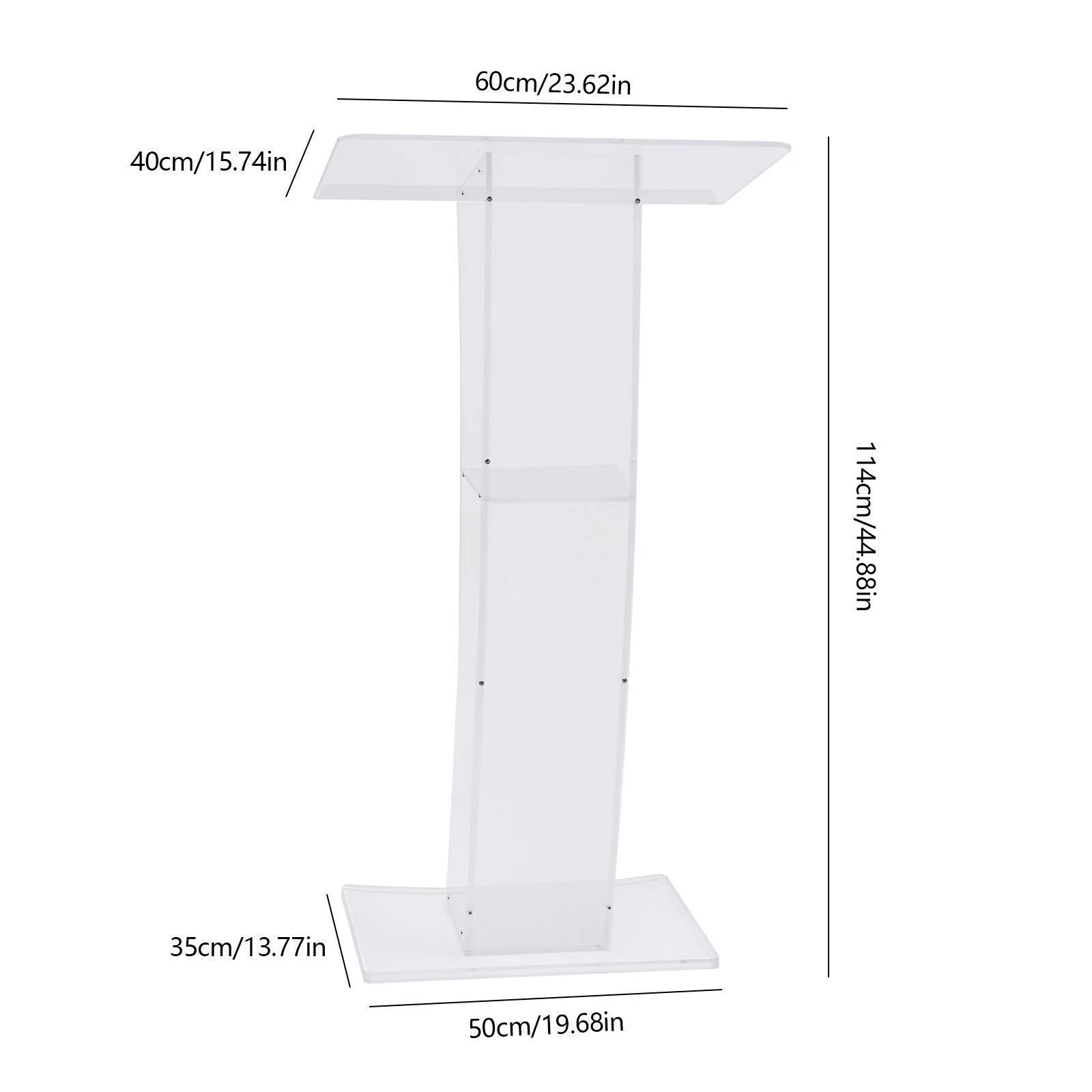 1.15m Height Acrylic Podium Church Pulpit Plexiglass Lectern Debate Podium Conference