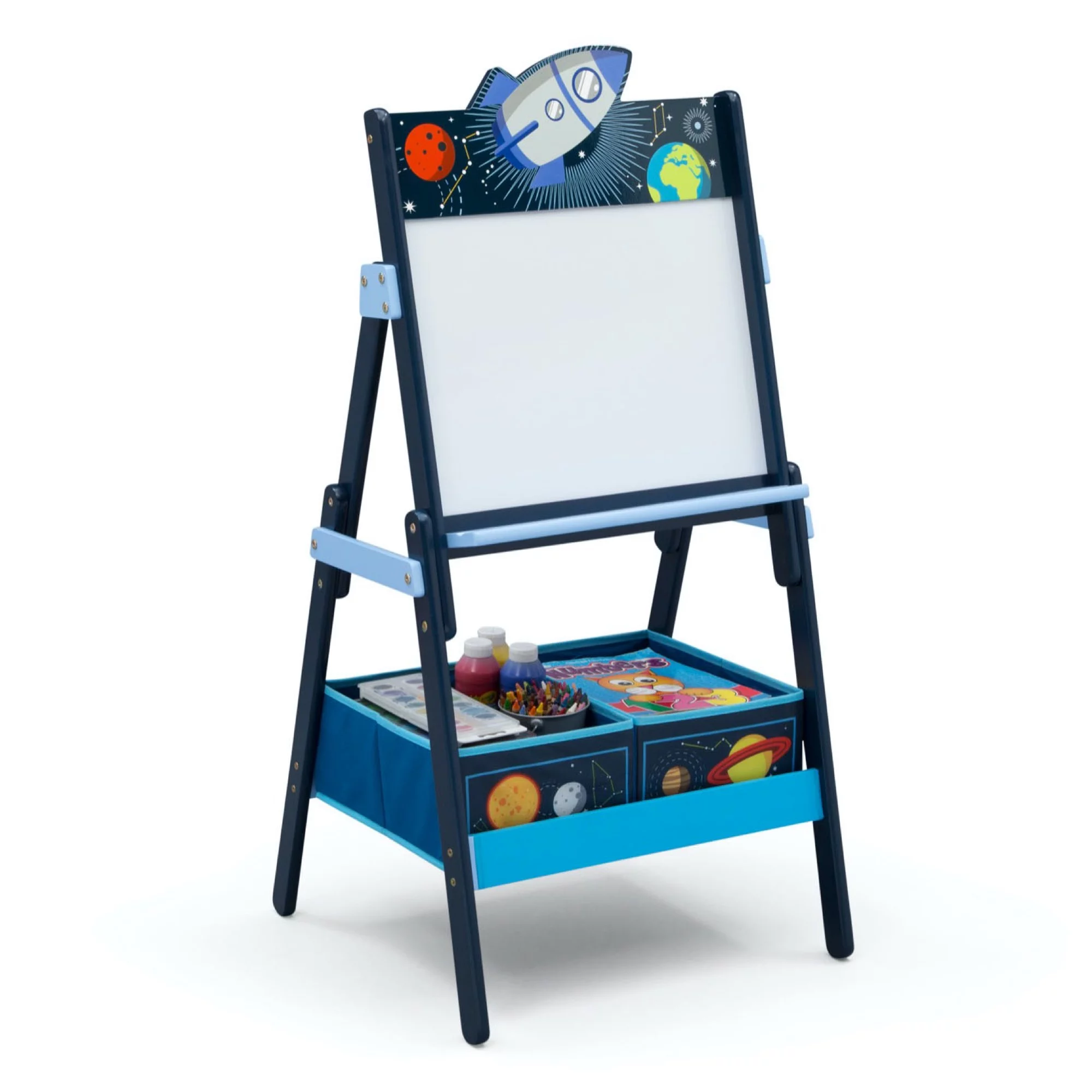 Delta Children Space Adventures Wooden Activity Easel with Storage, Greenguard Gold Certified