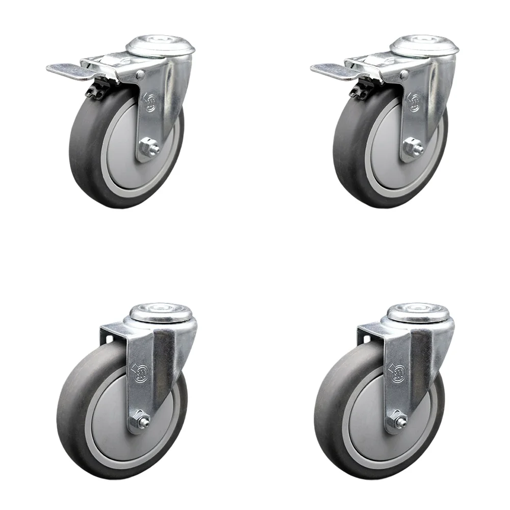 Thermoplastic Rubber Swivel Bolt Hole Caster Set of 4 - 5