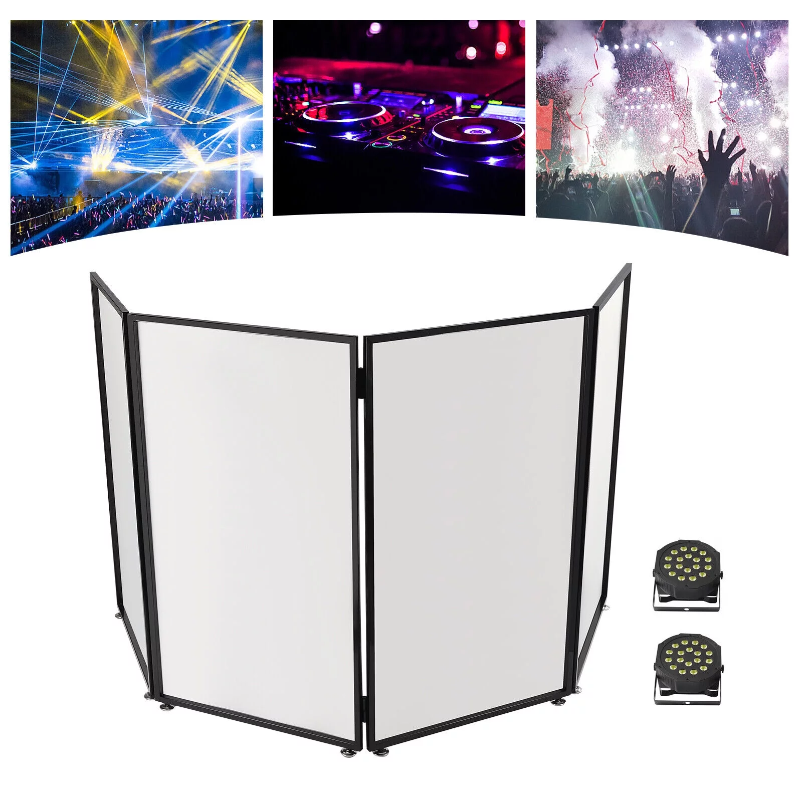 Portable DJ Event Facade White Black Scrim Metal Frame Booth +Travel Bag Case