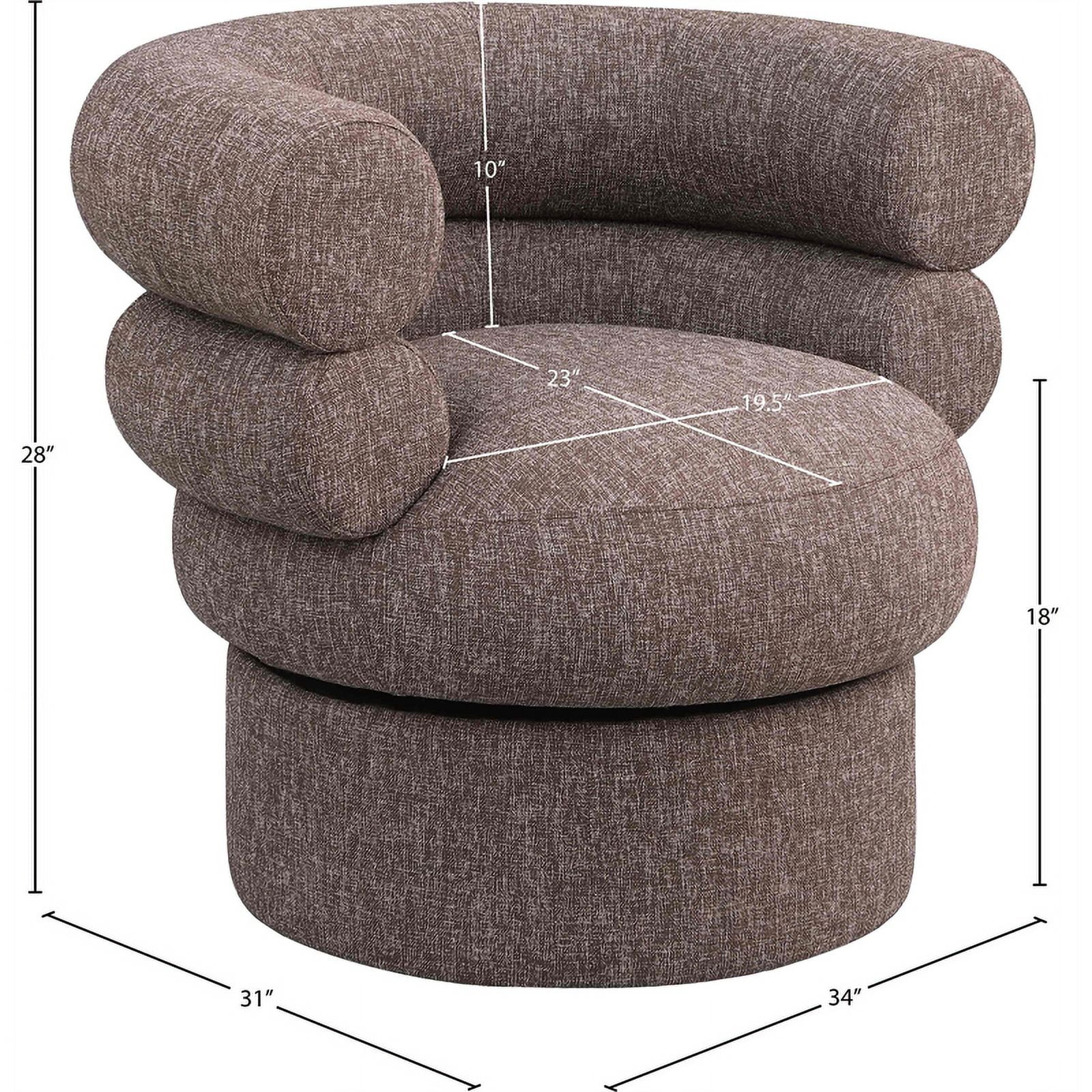 Meridian Furniture Valentina Brown Linen Textured Fabric Accent Swivel Chair