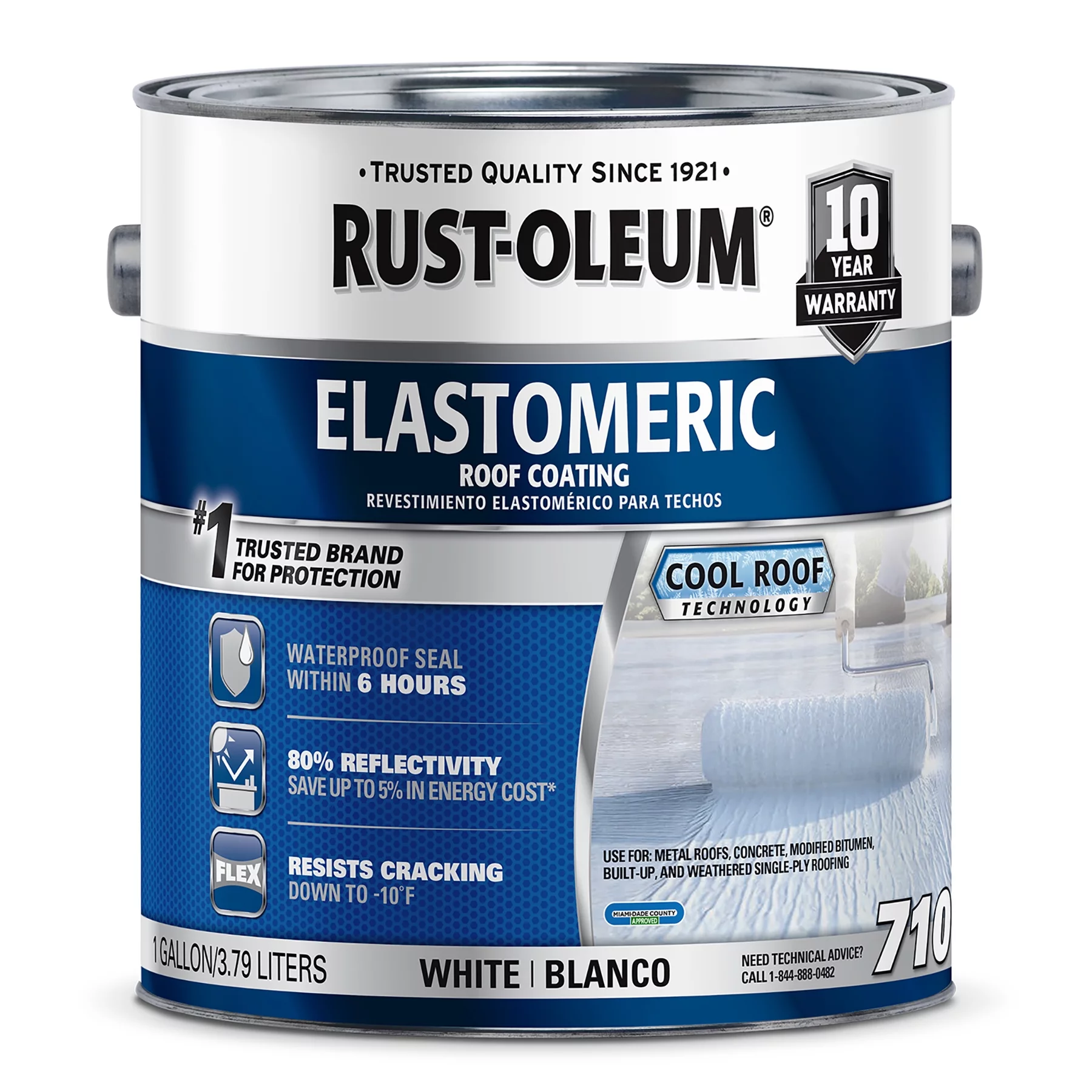White, Rust-Oleum 710 Elastomeric Roof Coating, 1 Gal